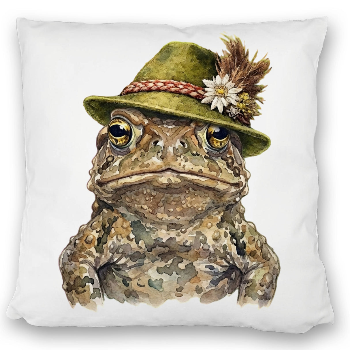 Erdkröte mit alpenländischem Trachtenhut Kissen