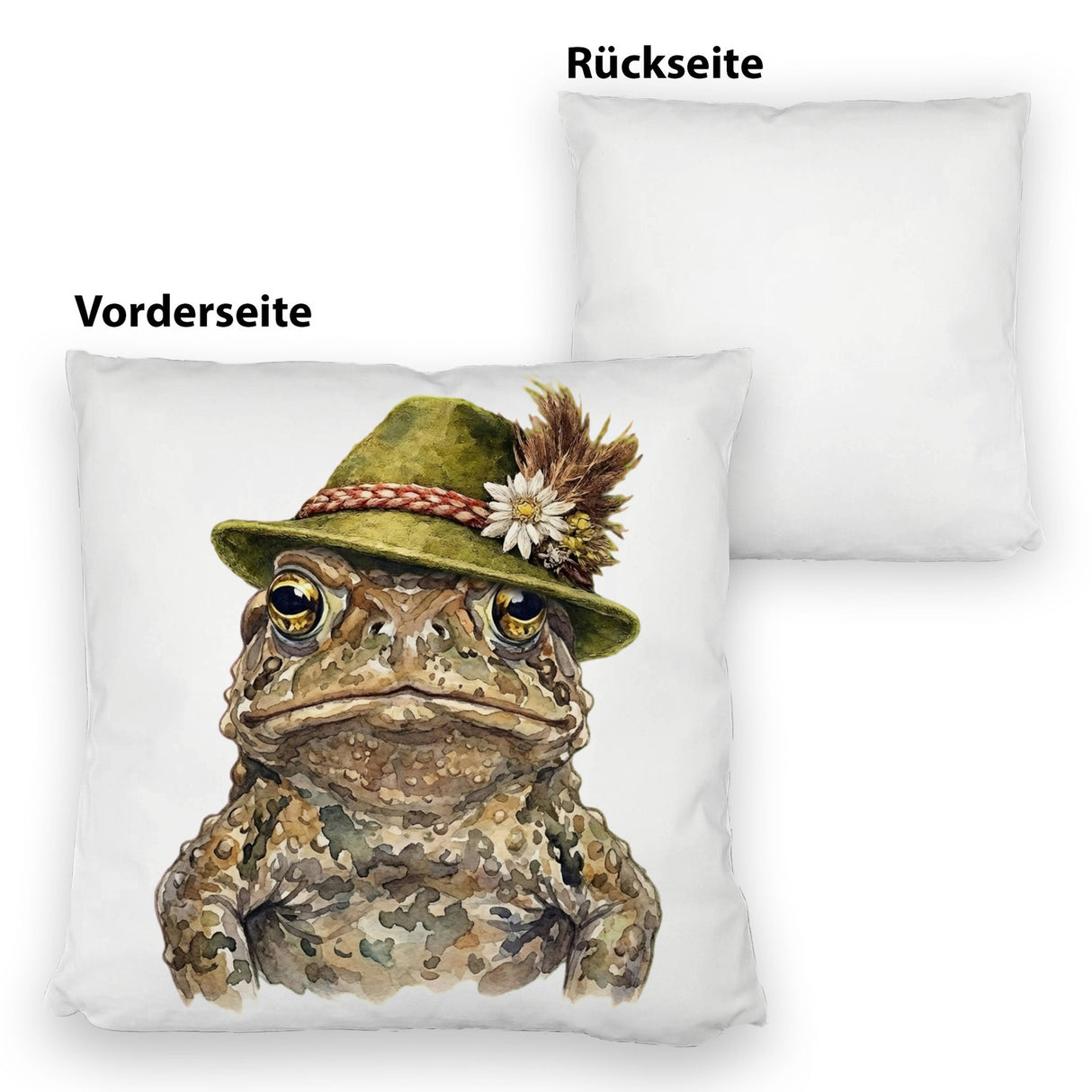 Erdkröte mit alpenländischem Trachtenhut Kissen