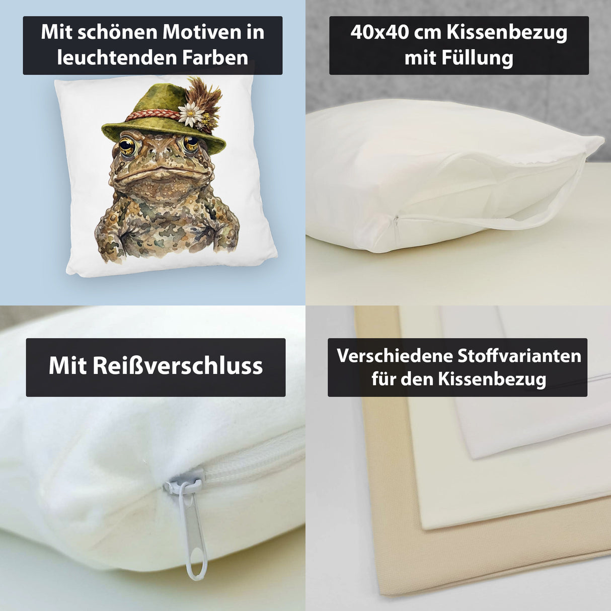 Erdkröte mit alpenländischem Trachtenhut Kissen