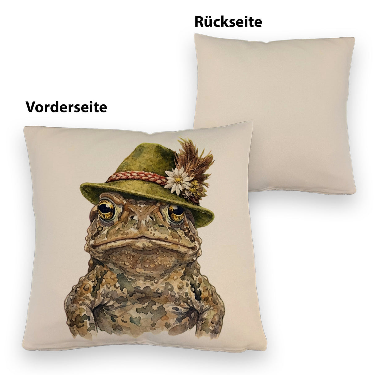 Erdkröte mit alpenländischem Trachtenhut Kissen