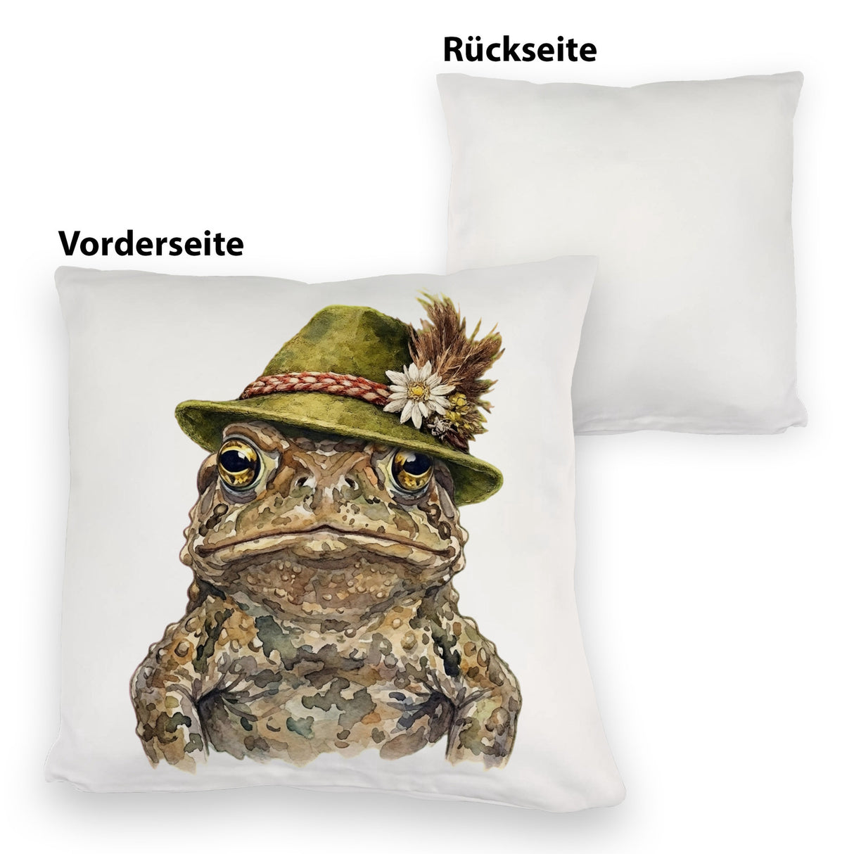 Erdkröte mit alpenländischem Trachtenhut Kissen