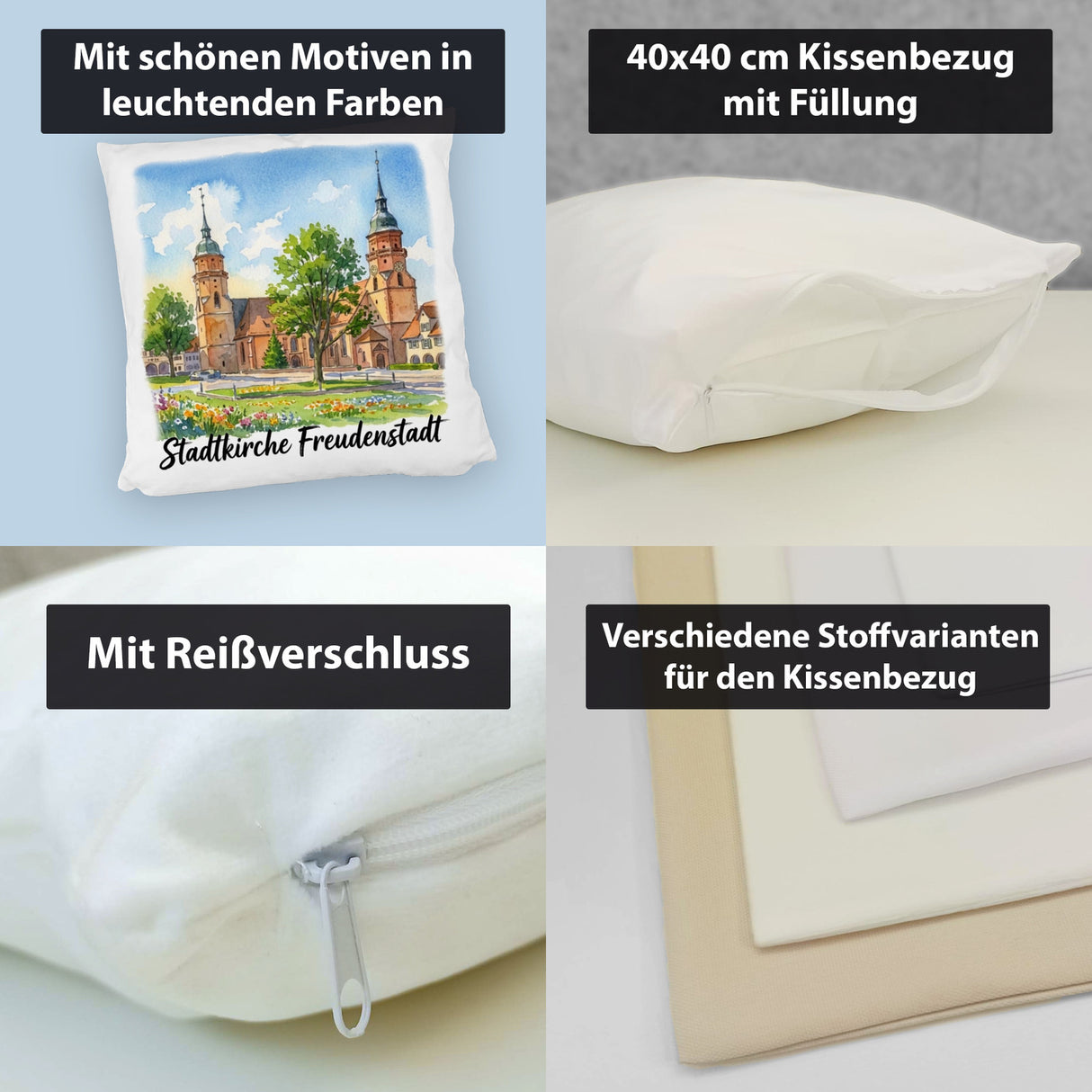 Stadtkirche Freudenstadt Kissen Aquarell