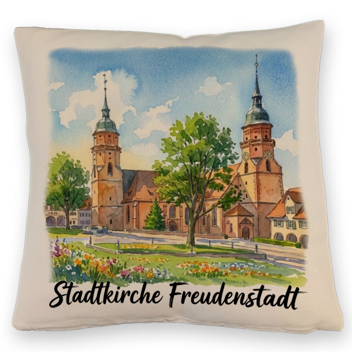 Stadtkirche Freudenstadt Kissen Aquarell