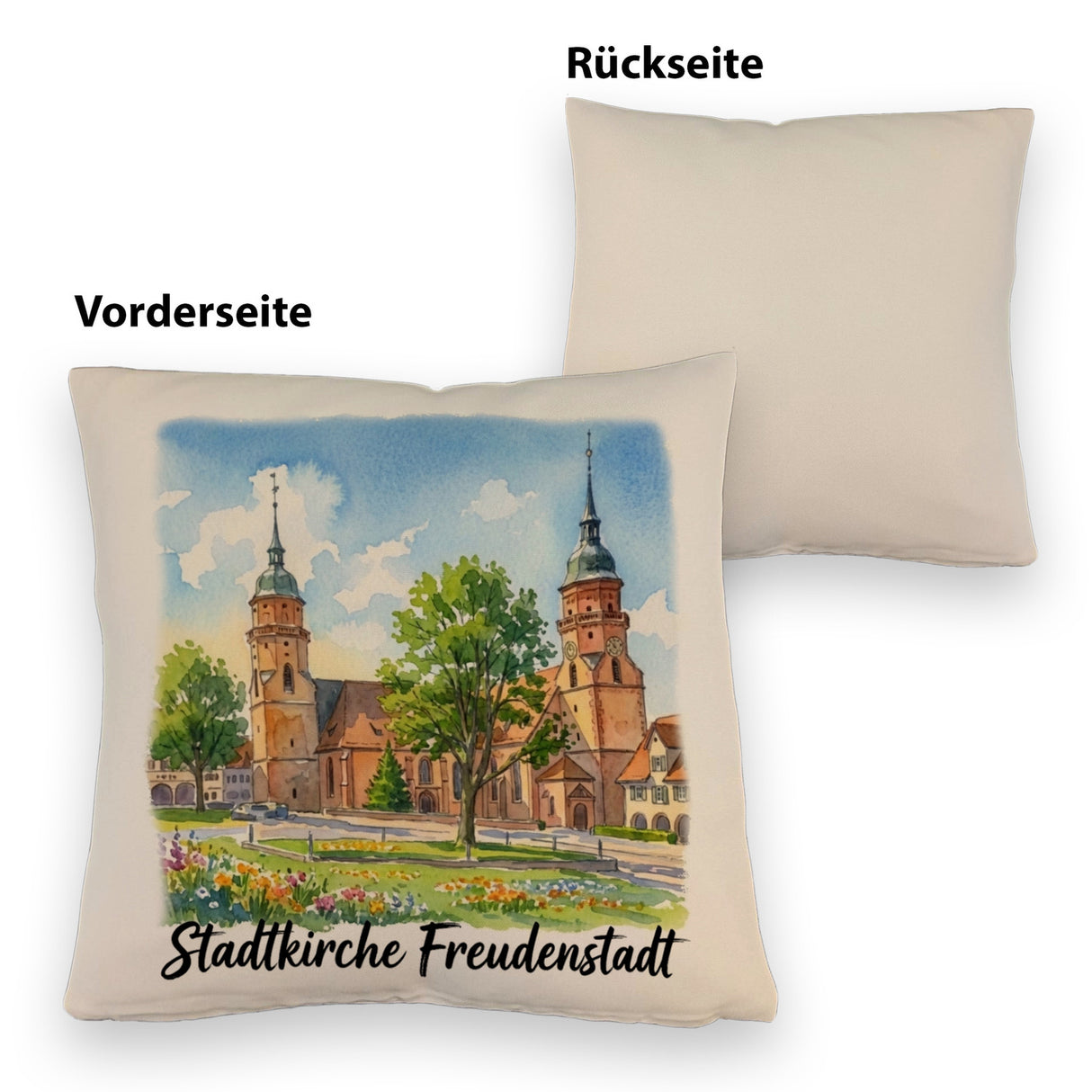 Stadtkirche Freudenstadt Kissen Aquarell