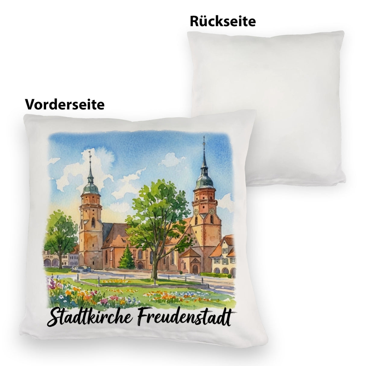Stadtkirche Freudenstadt Kissen Aquarell
