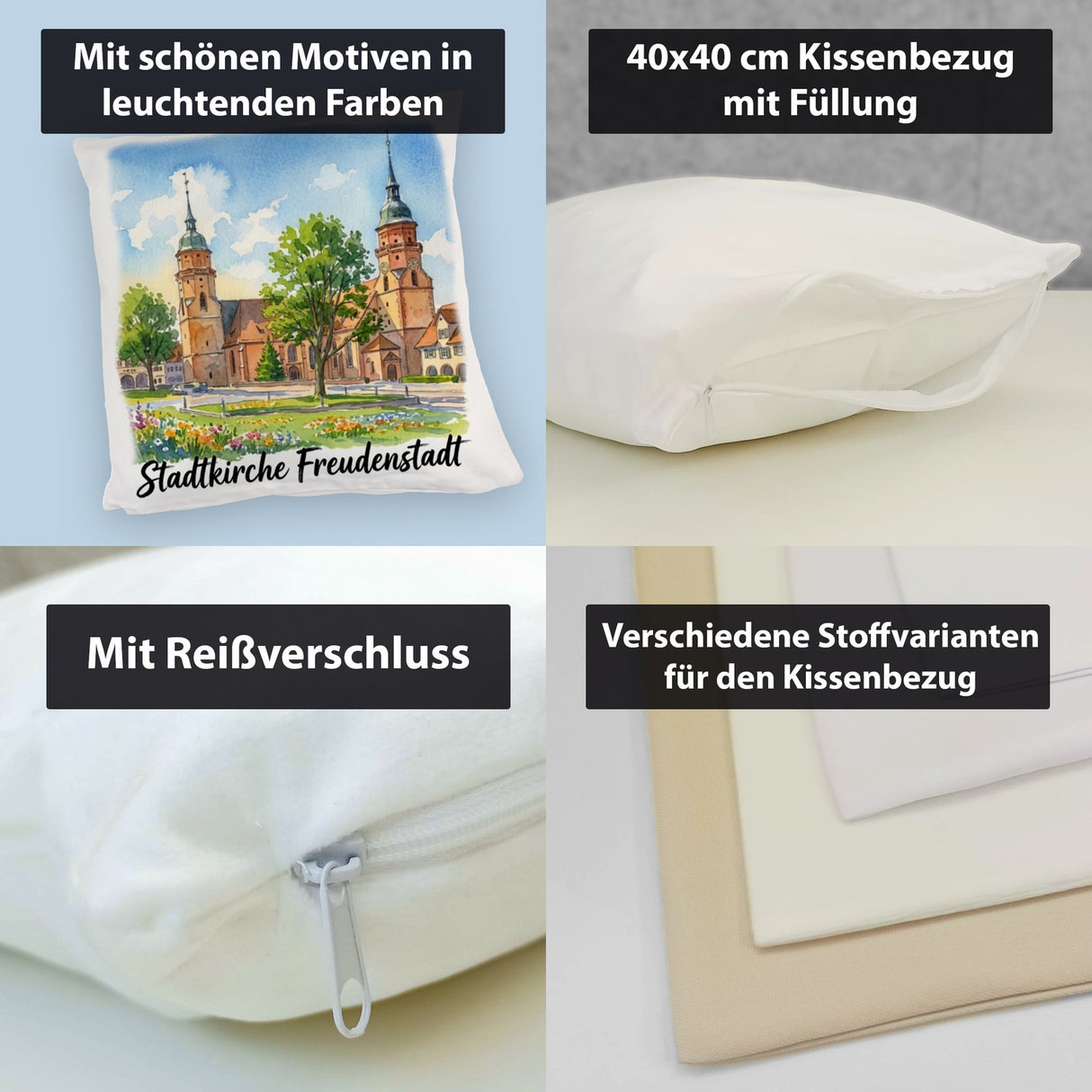 Stadtkirche Freudenstadt Kissen Aquarell