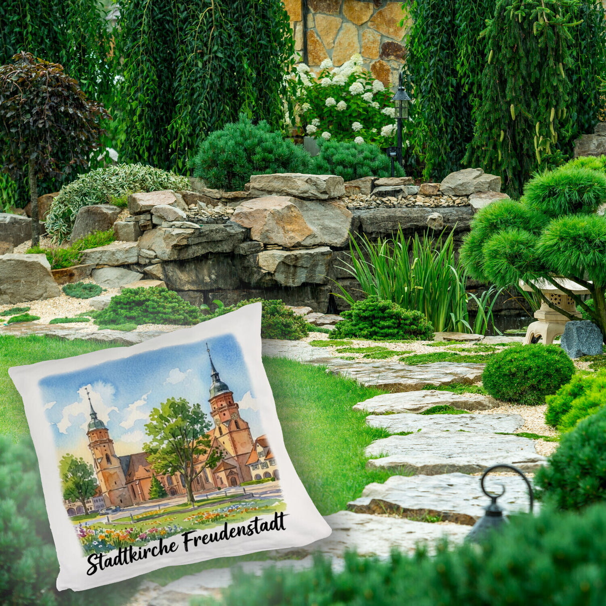 Stadtkirche Freudenstadt Kissen Aquarell