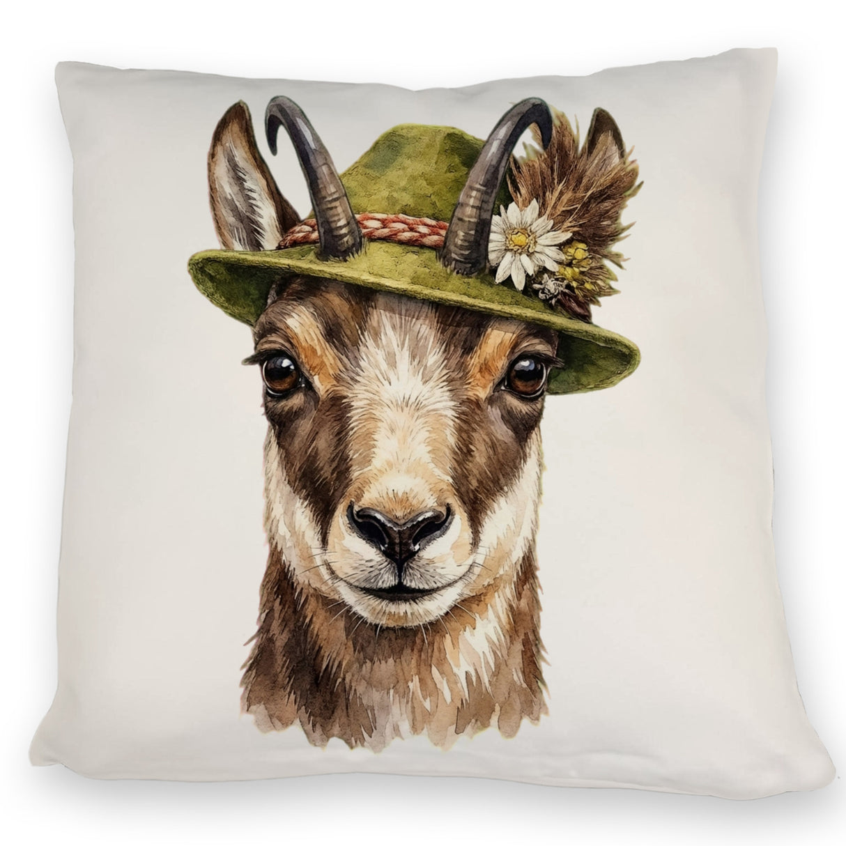 Gämse mit alpenländischem Trachtenhut Kissen