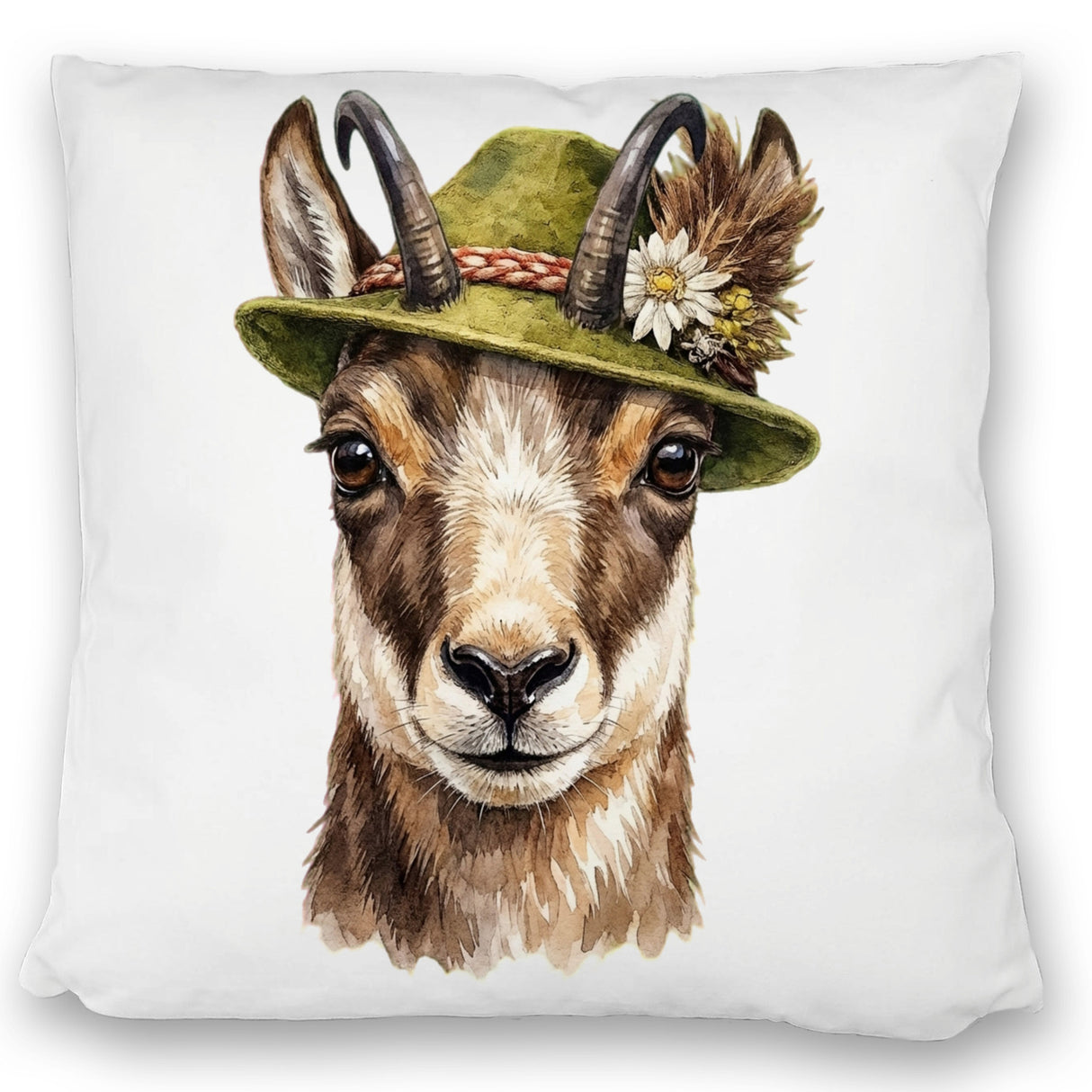 Gämse mit alpenländischem Trachtenhut Kissen