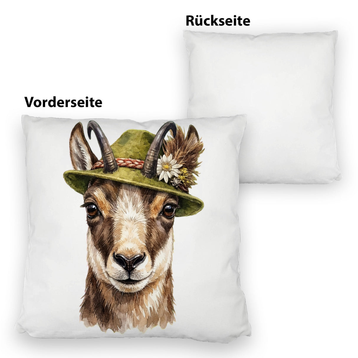 Gämse mit alpenländischem Trachtenhut Kissen