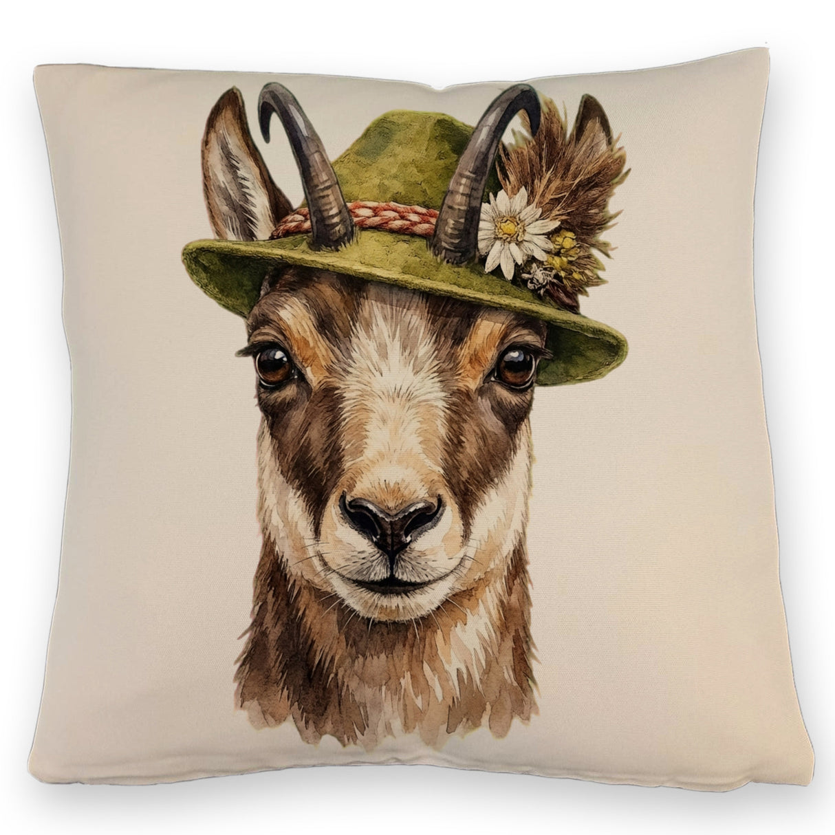 Gämse mit alpenländischem Trachtenhut Kissen