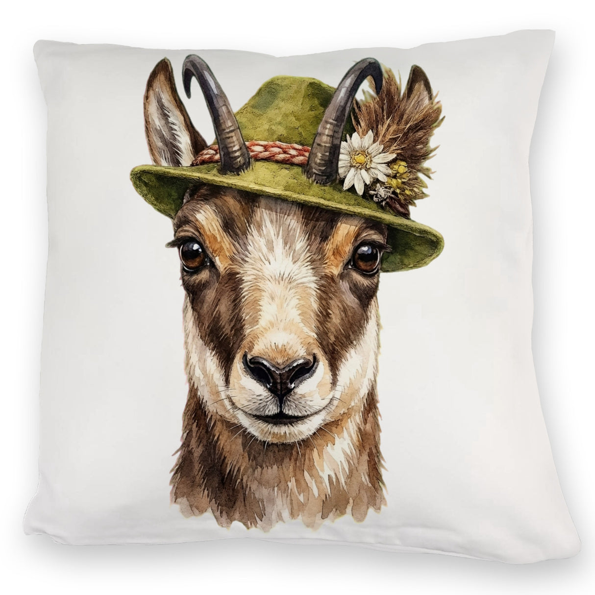 Gämse mit alpenländischem Trachtenhut Kissen