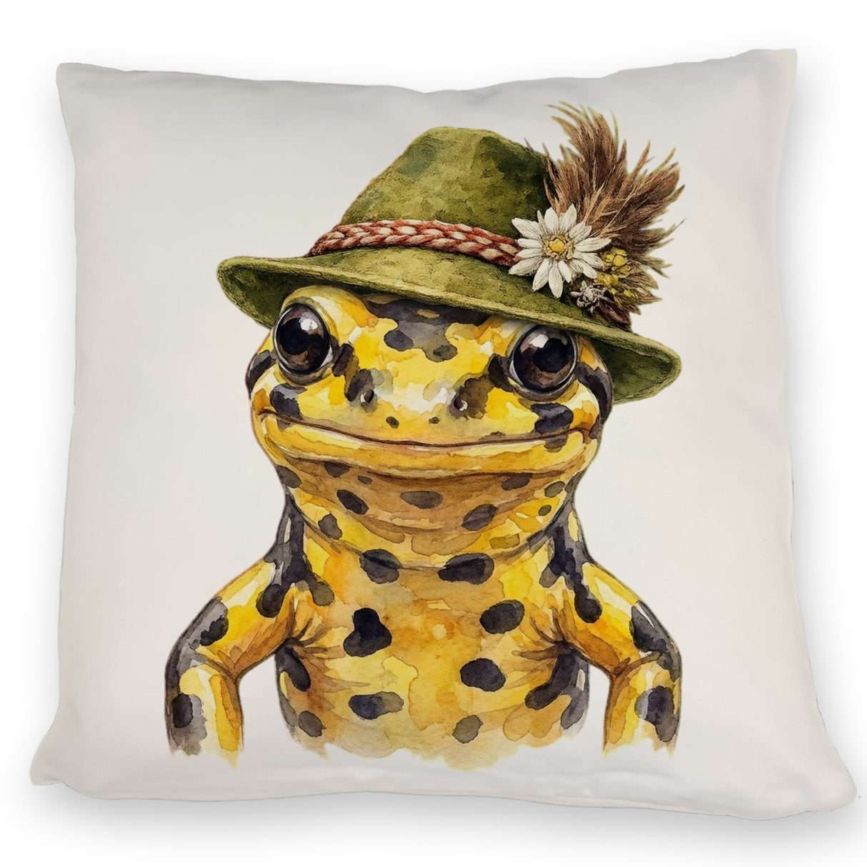 Feuersalamander mit alpenländischem Trachtenhut Kissen