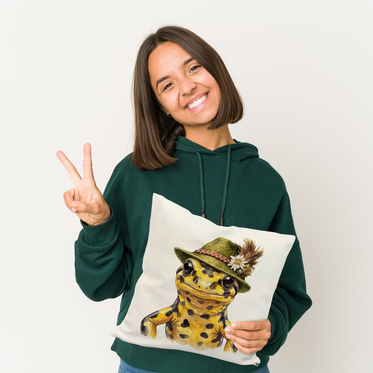 Feuersalamander mit alpenländischem Trachtenhut Kissen