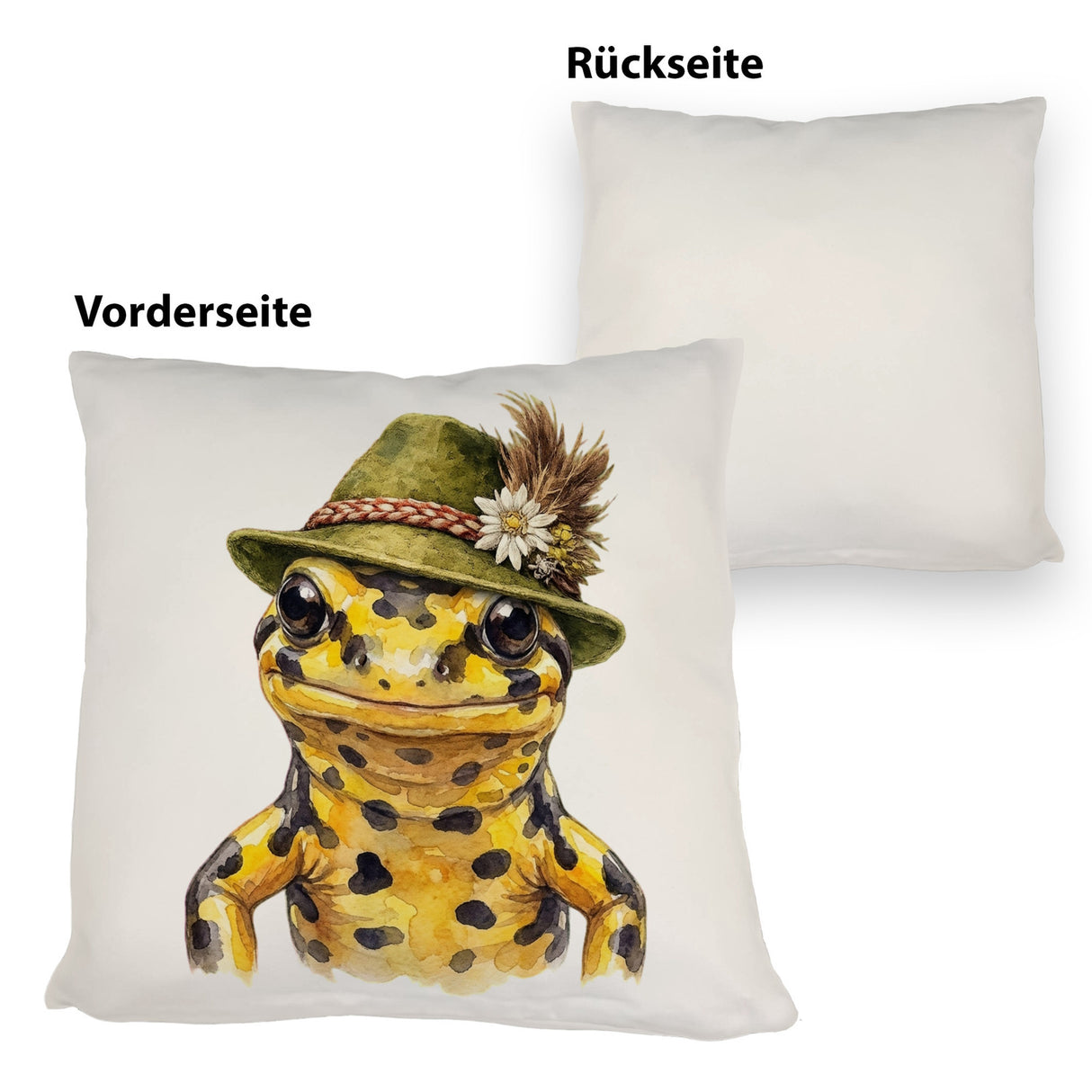 Feuersalamander mit alpenländischem Trachtenhut Kissen