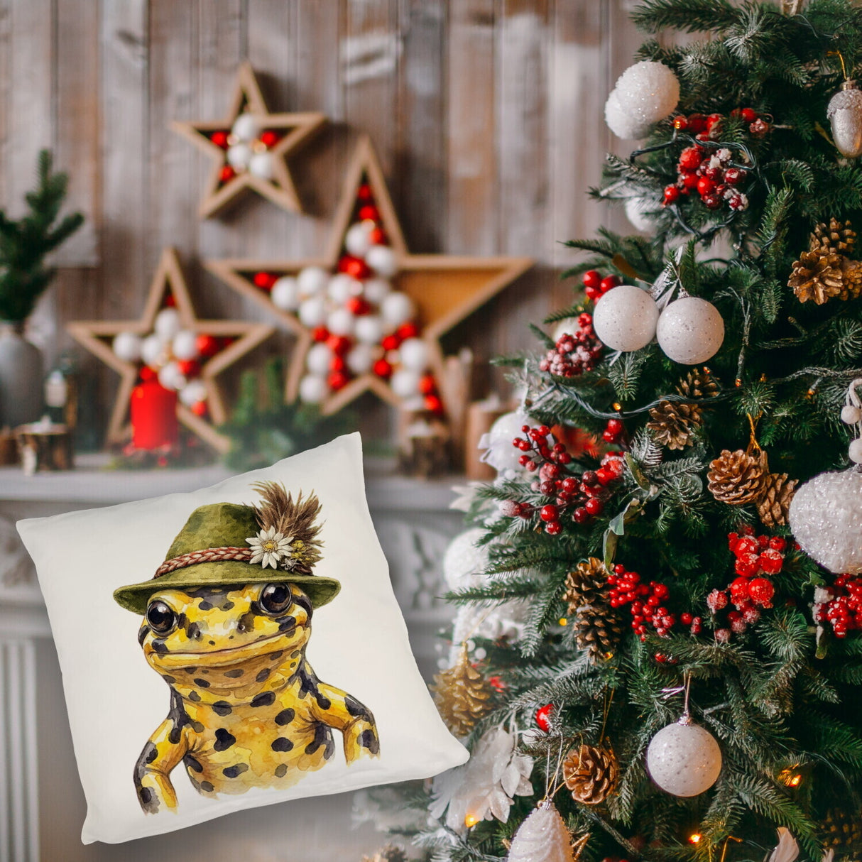 Feuersalamander mit alpenländischem Trachtenhut Kissen