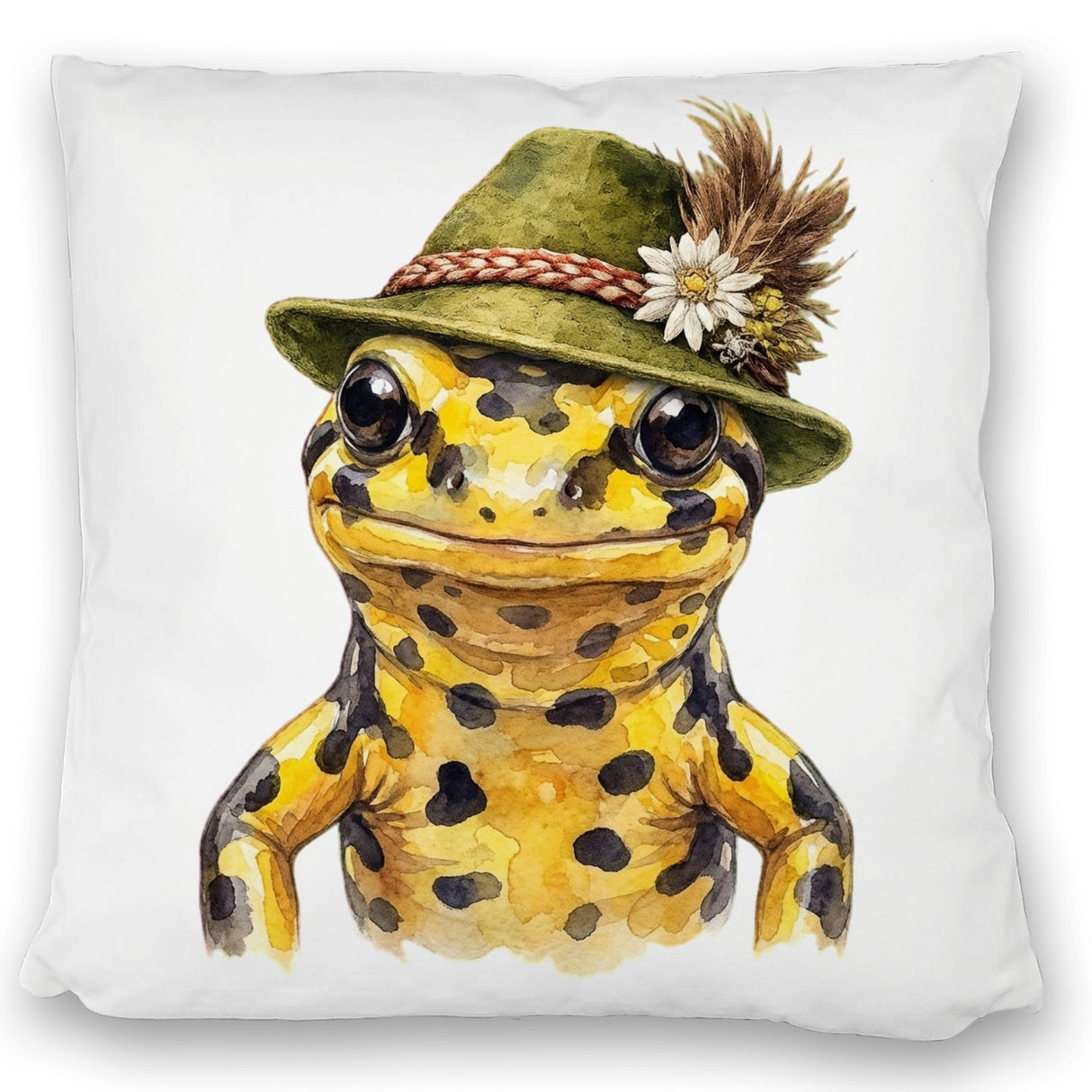Feuersalamander mit alpenländischem Trachtenhut Kissen