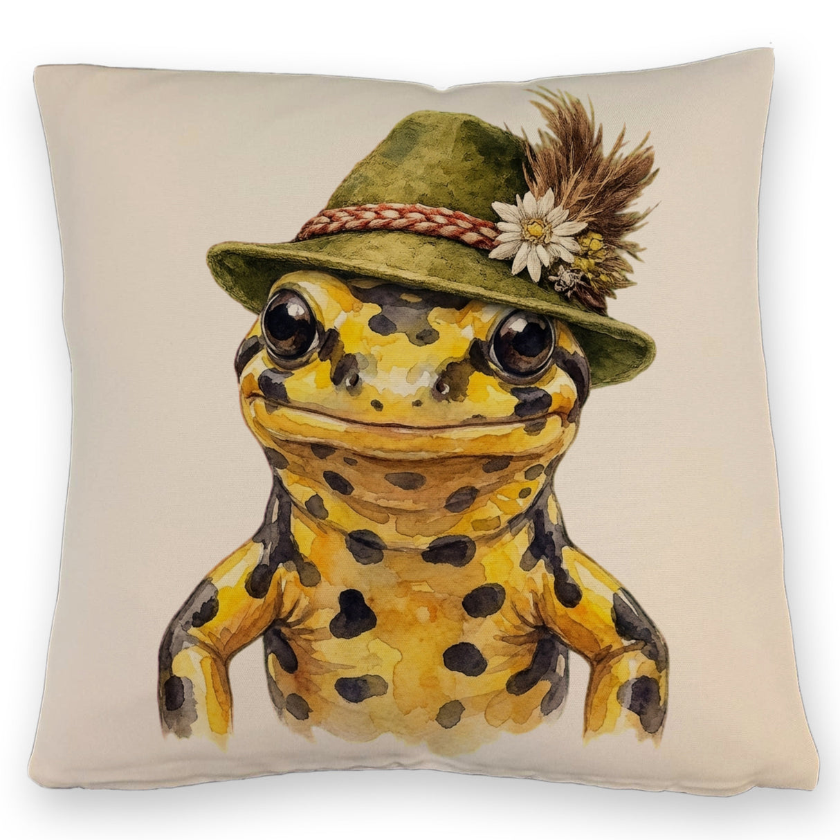 Feuersalamander mit alpenländischem Trachtenhut Kissen