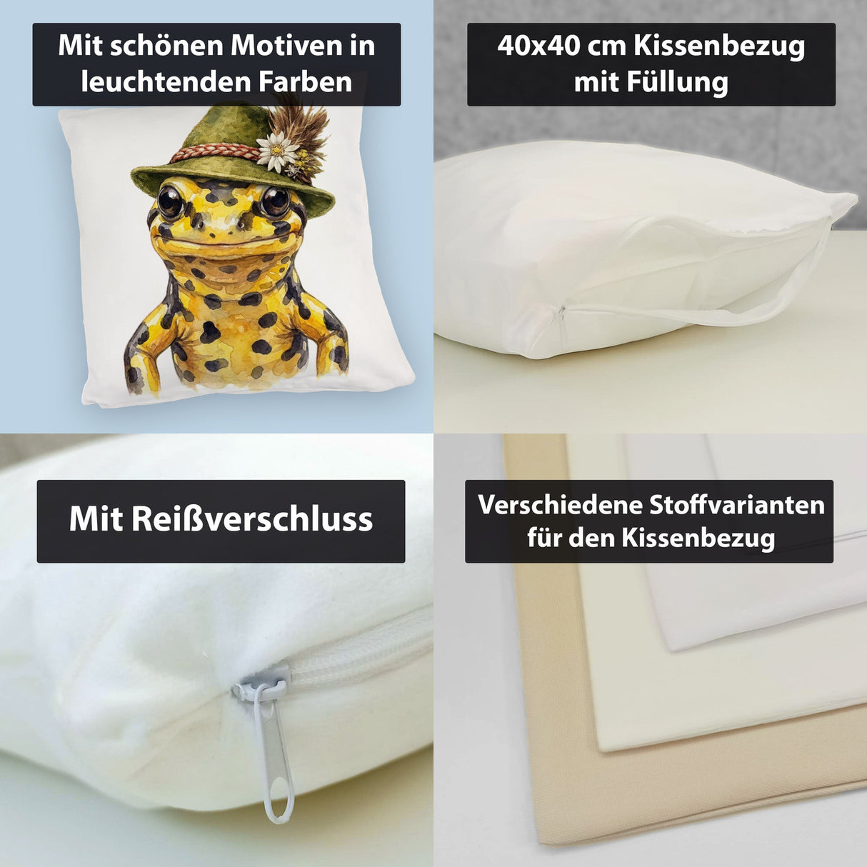 Feuersalamander mit alpenländischem Trachtenhut Kissen