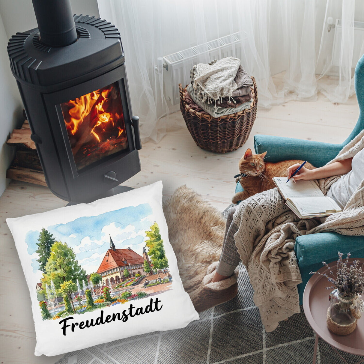 Freudenstadt Kissen mit Rathaus-Motiv