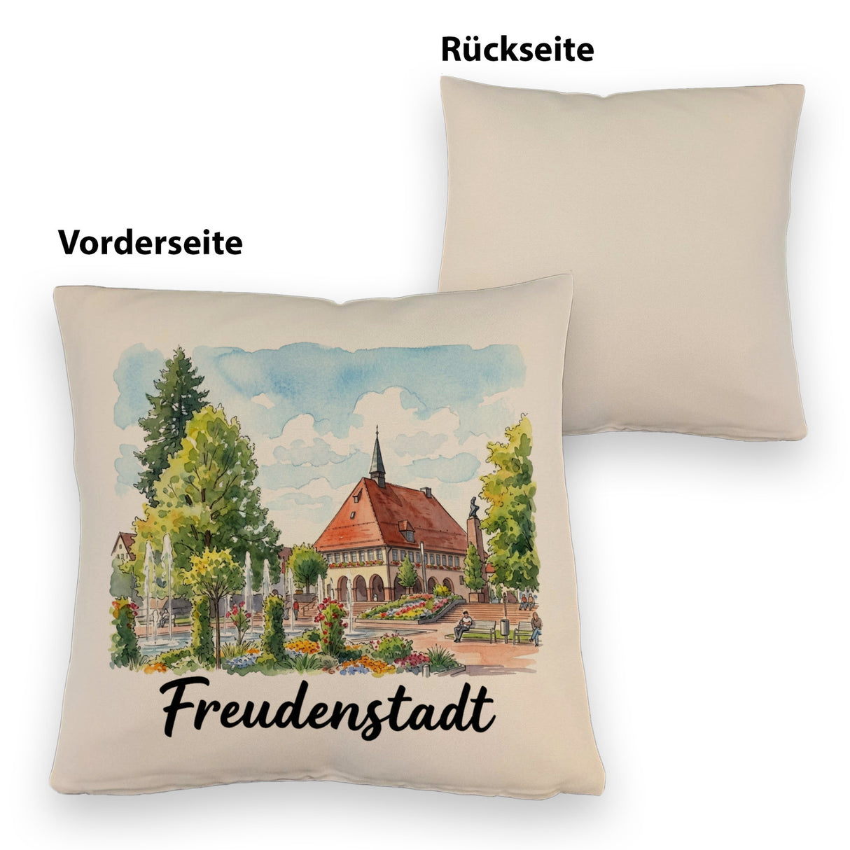 Freudenstadt Kissen mit Rathaus-Motiv
