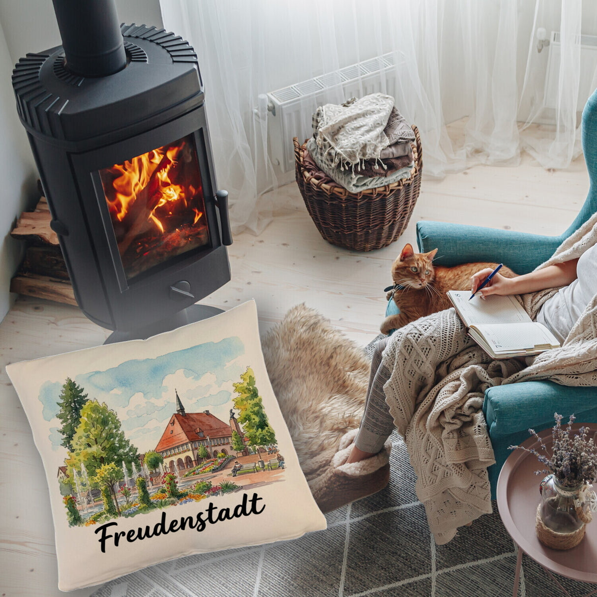 Freudenstadt Kissen mit Rathaus-Motiv