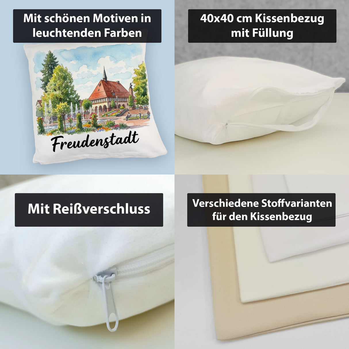 Freudenstadt Kissen mit Rathaus-Motiv