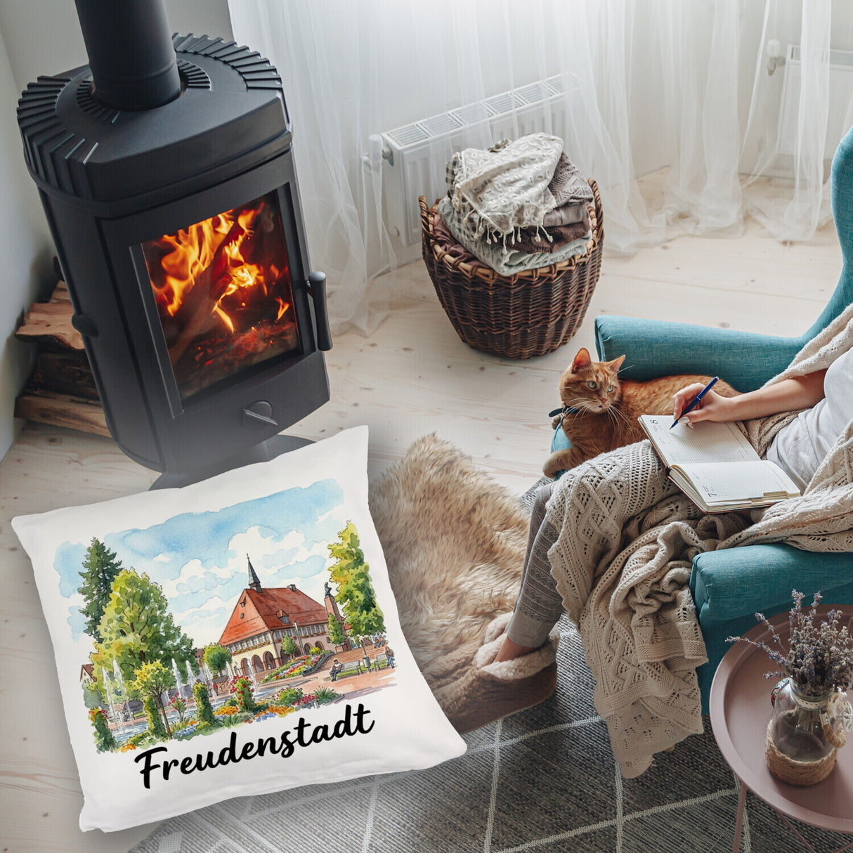 Freudenstadt Kissen mit Rathaus-Motiv