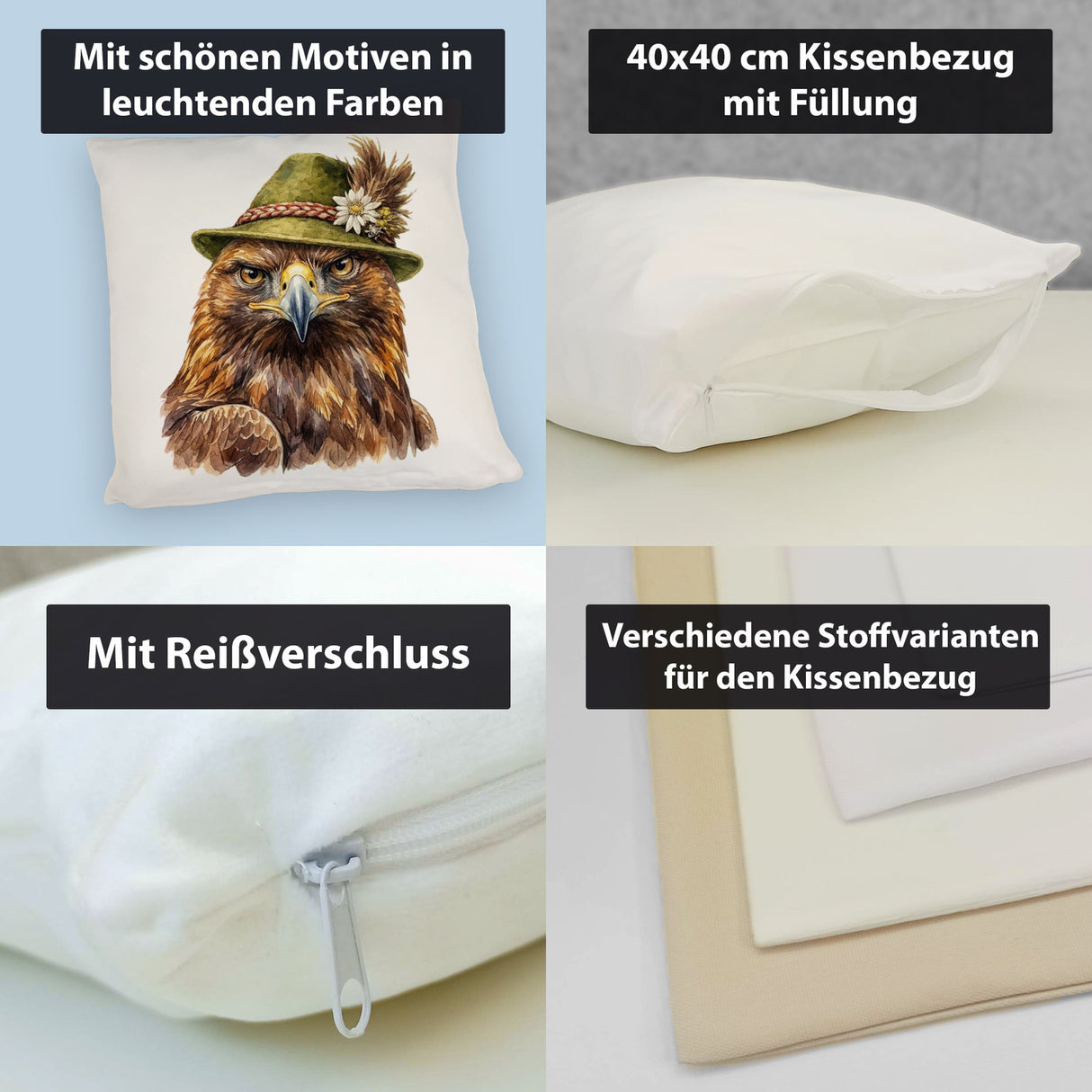 Steinadler mit alpenländischem Trachtenhut Kissen