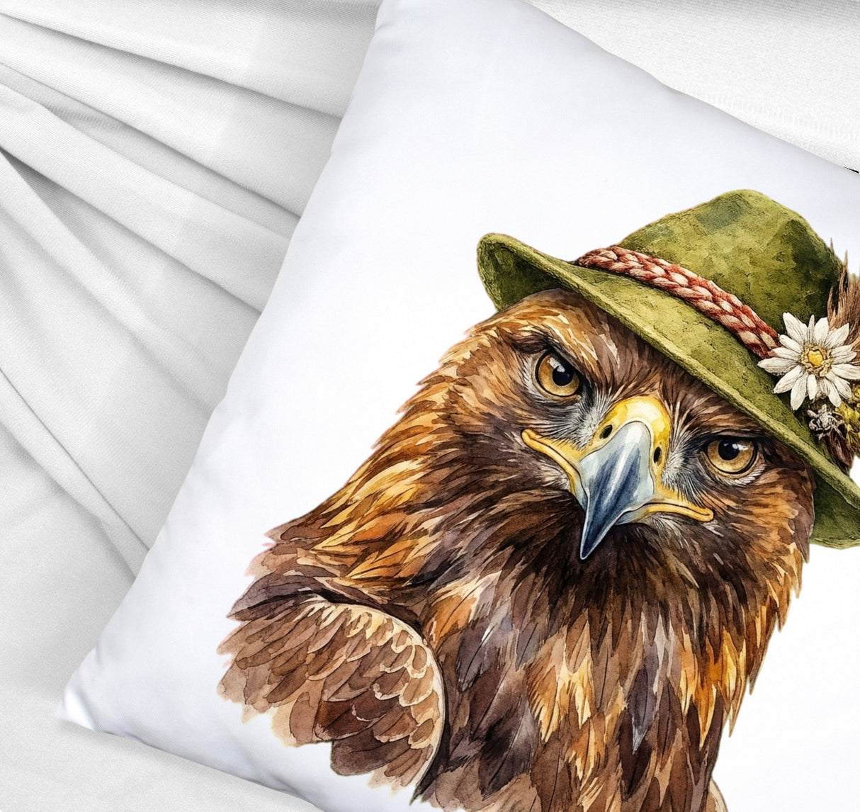 Steinadler mit alpenländischem Trachtenhut Kissen