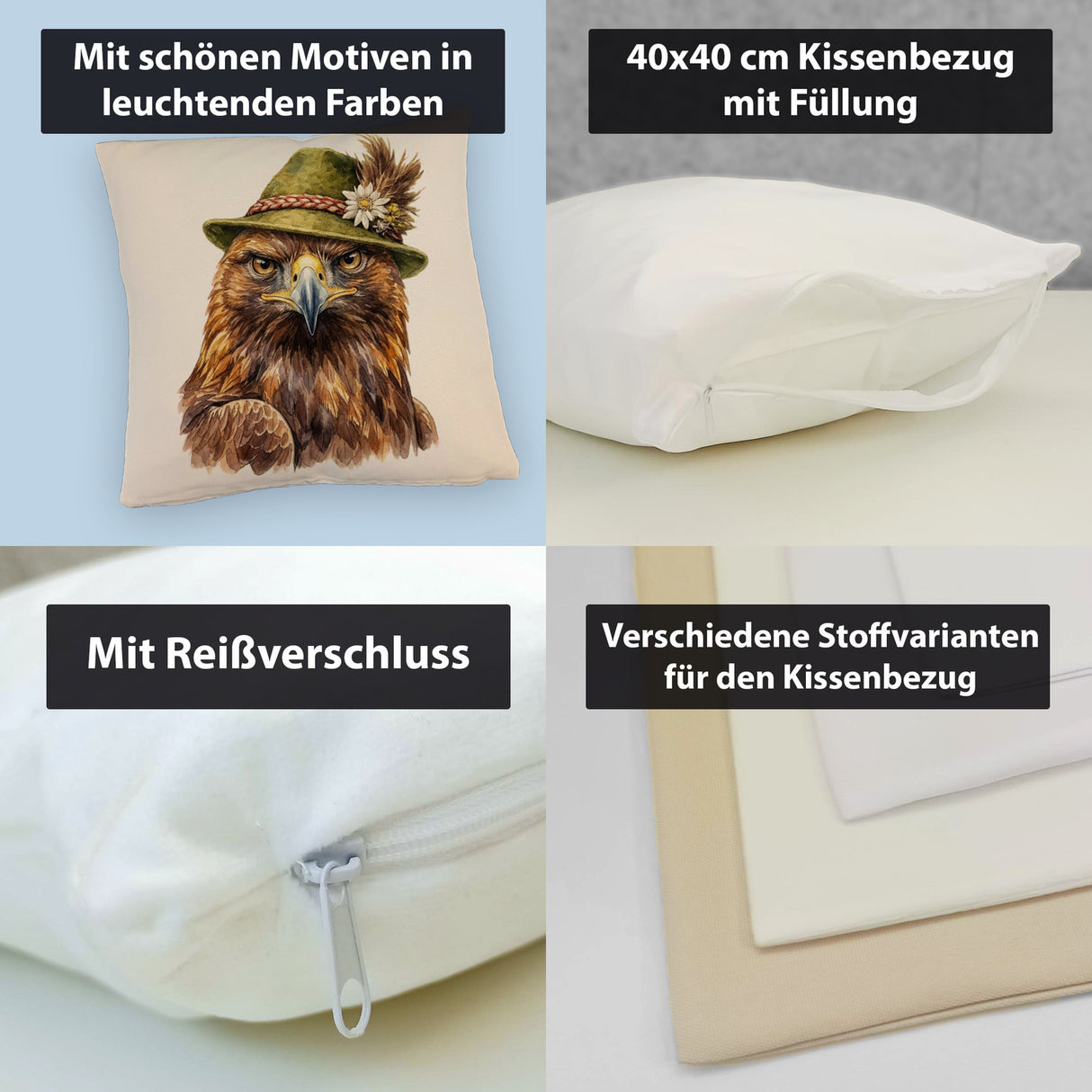 Steinadler mit alpenländischem Trachtenhut Kissen