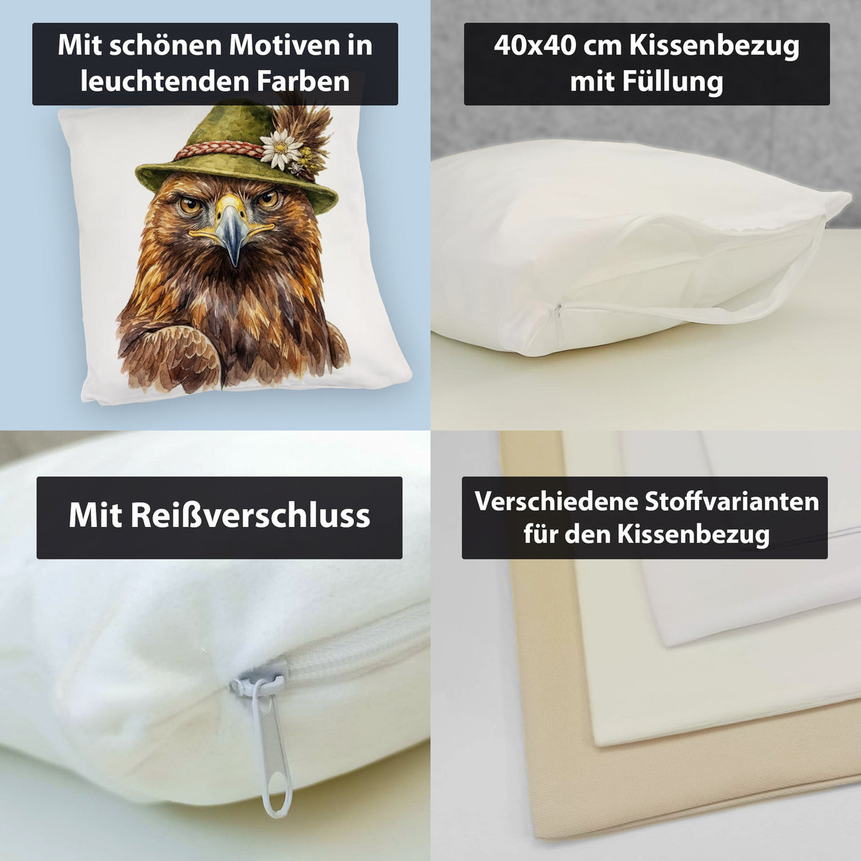 Steinadler mit alpenländischem Trachtenhut Kissen