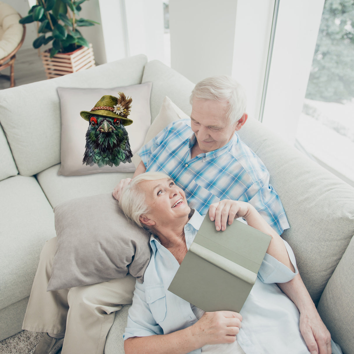 Auerhuhn mit alpenländischem Trachtenhut Kissen