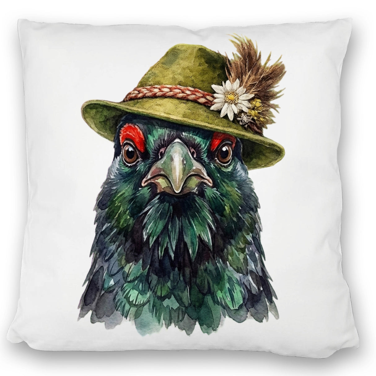 Auerhuhn mit alpenländischem Trachtenhut Kissen