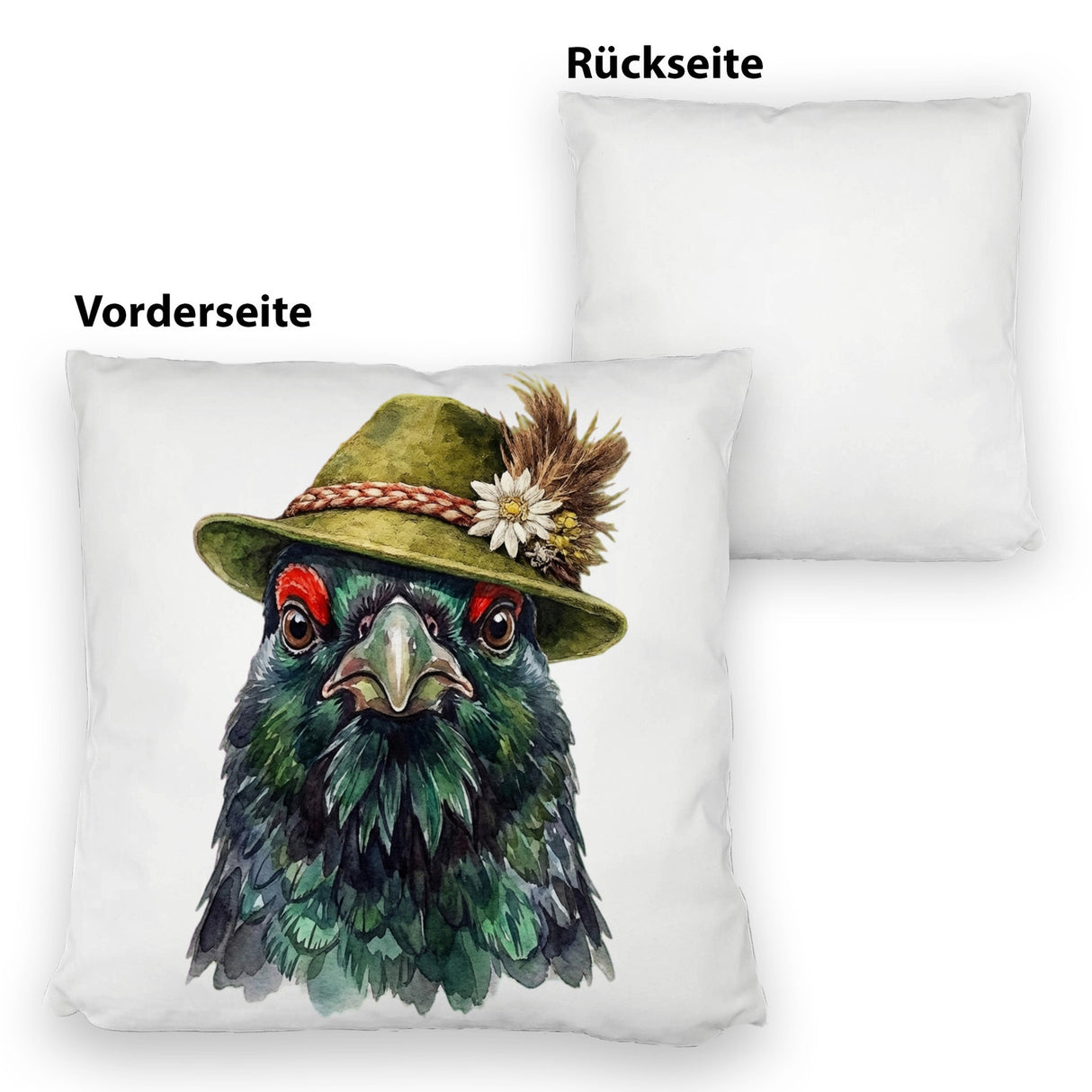 Auerhuhn mit alpenländischem Trachtenhut Kissen