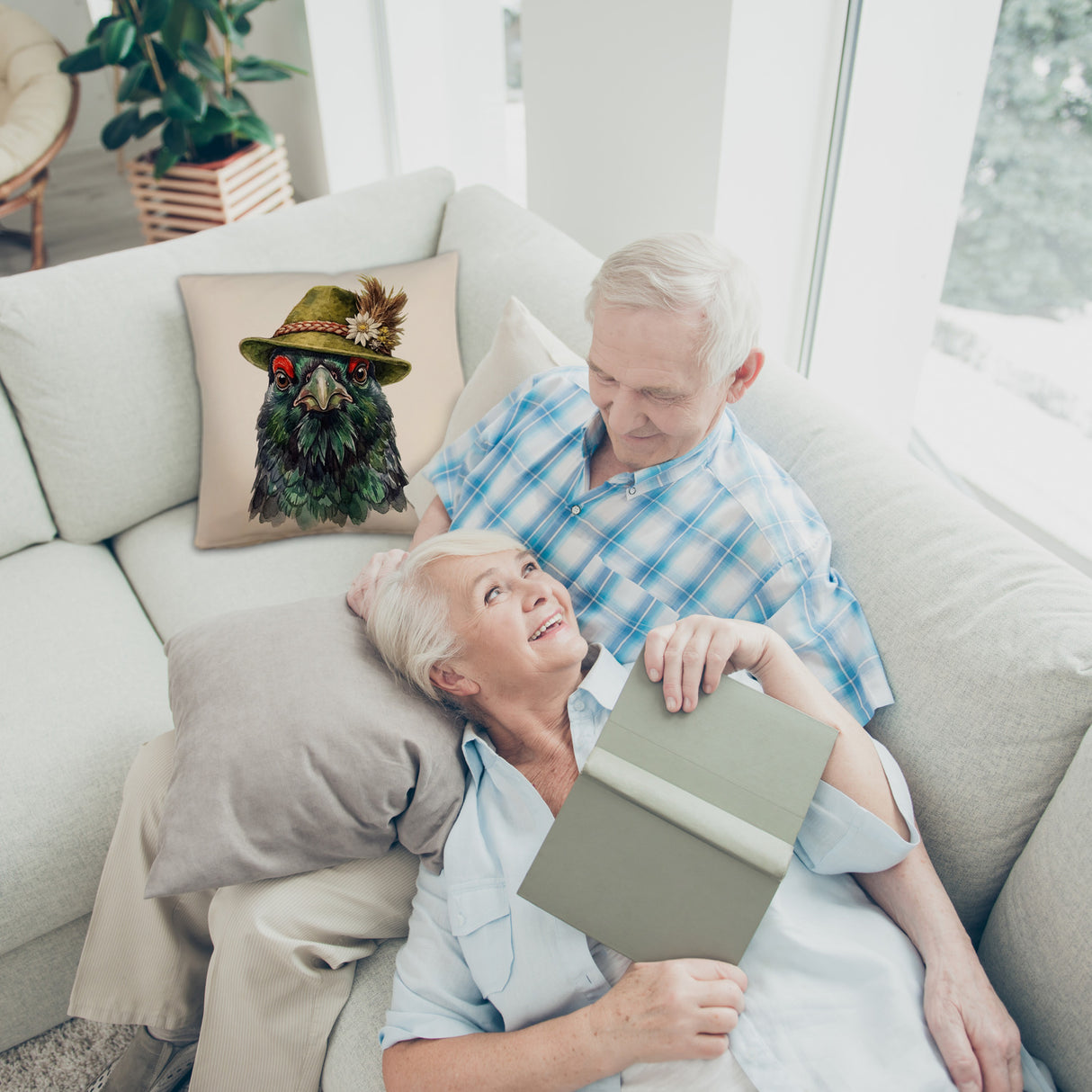 Auerhuhn mit alpenländischem Trachtenhut Kissen