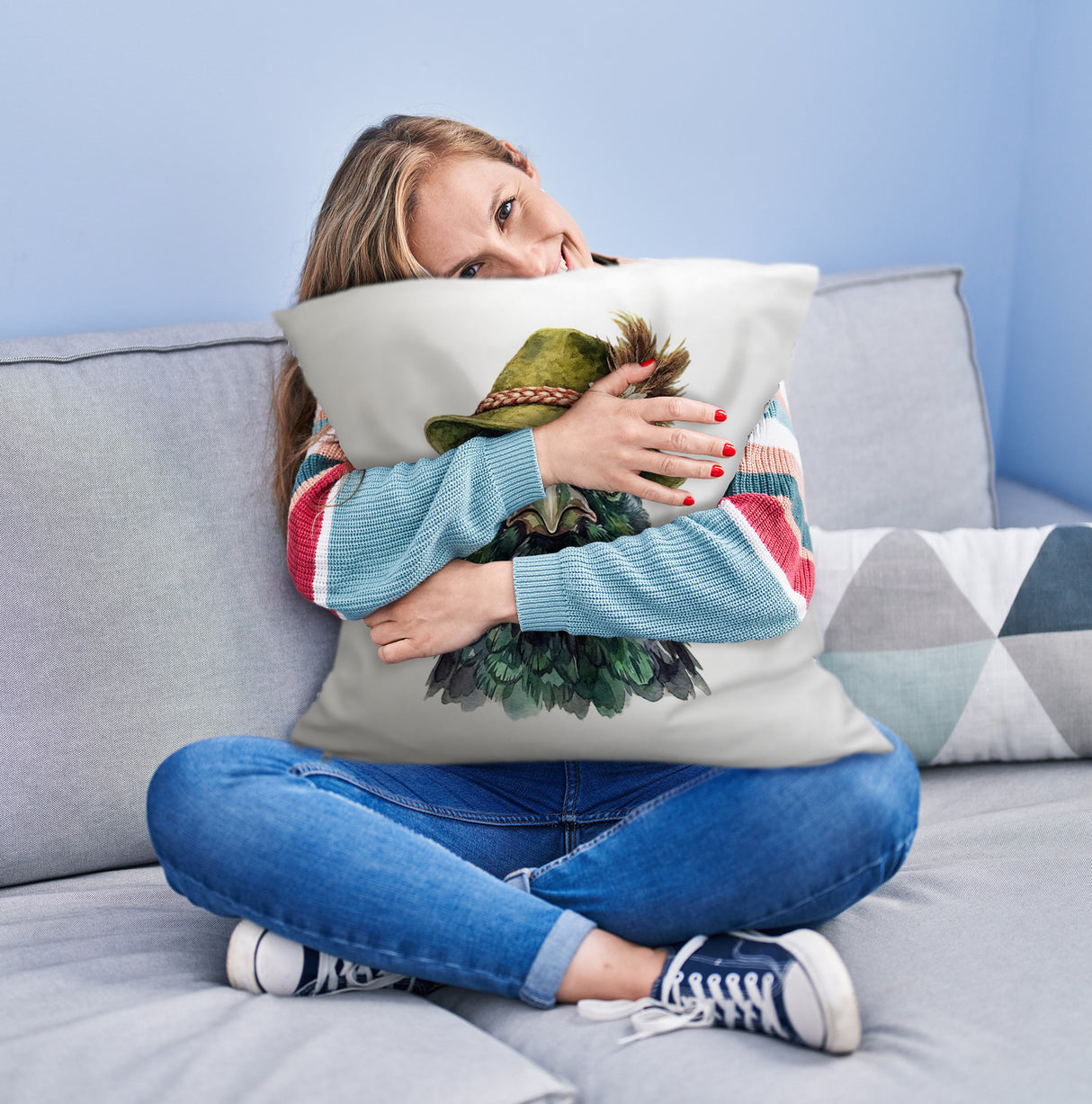 Auerhuhn mit alpenländischem Trachtenhut Kissen