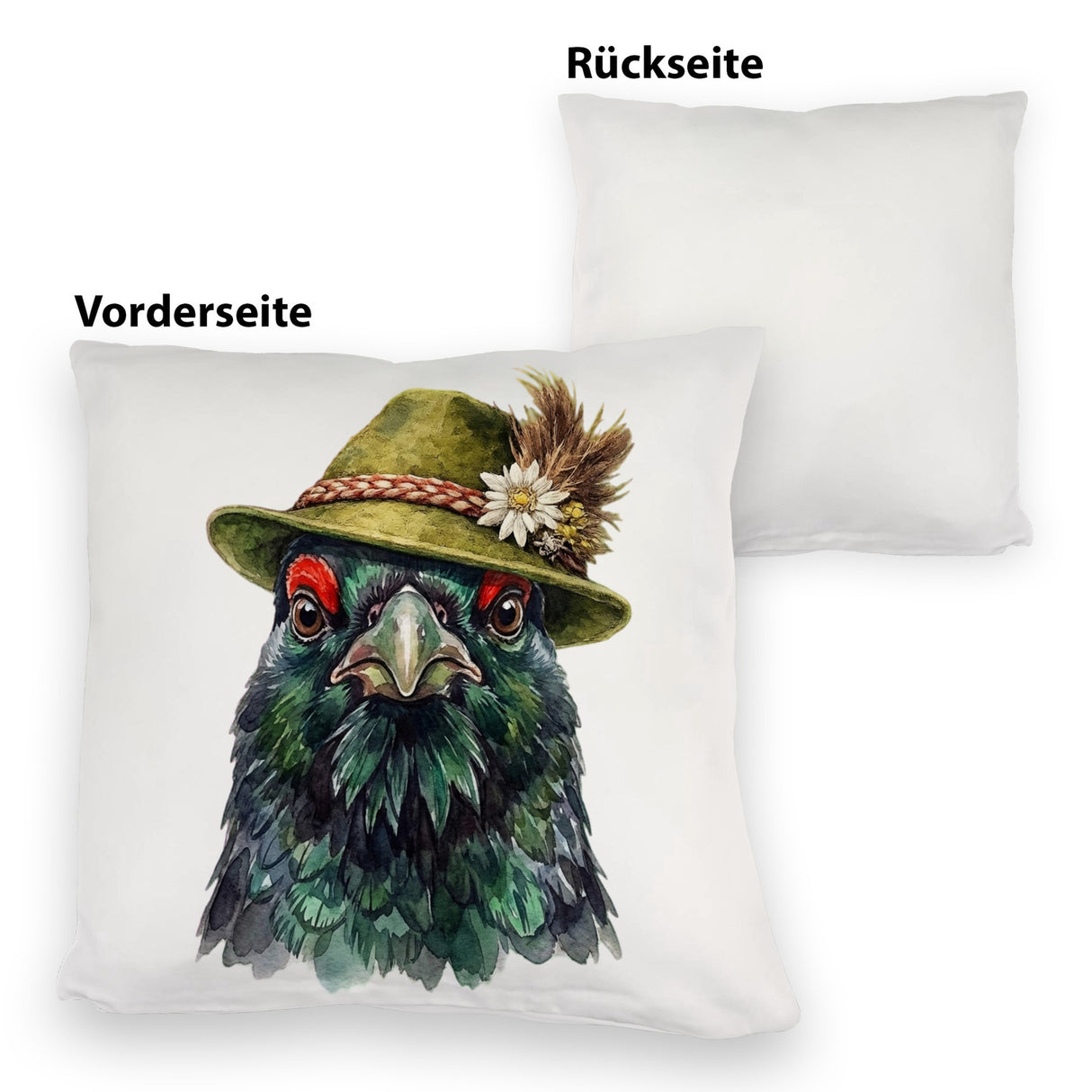 Auerhuhn mit alpenländischem Trachtenhut Kissen