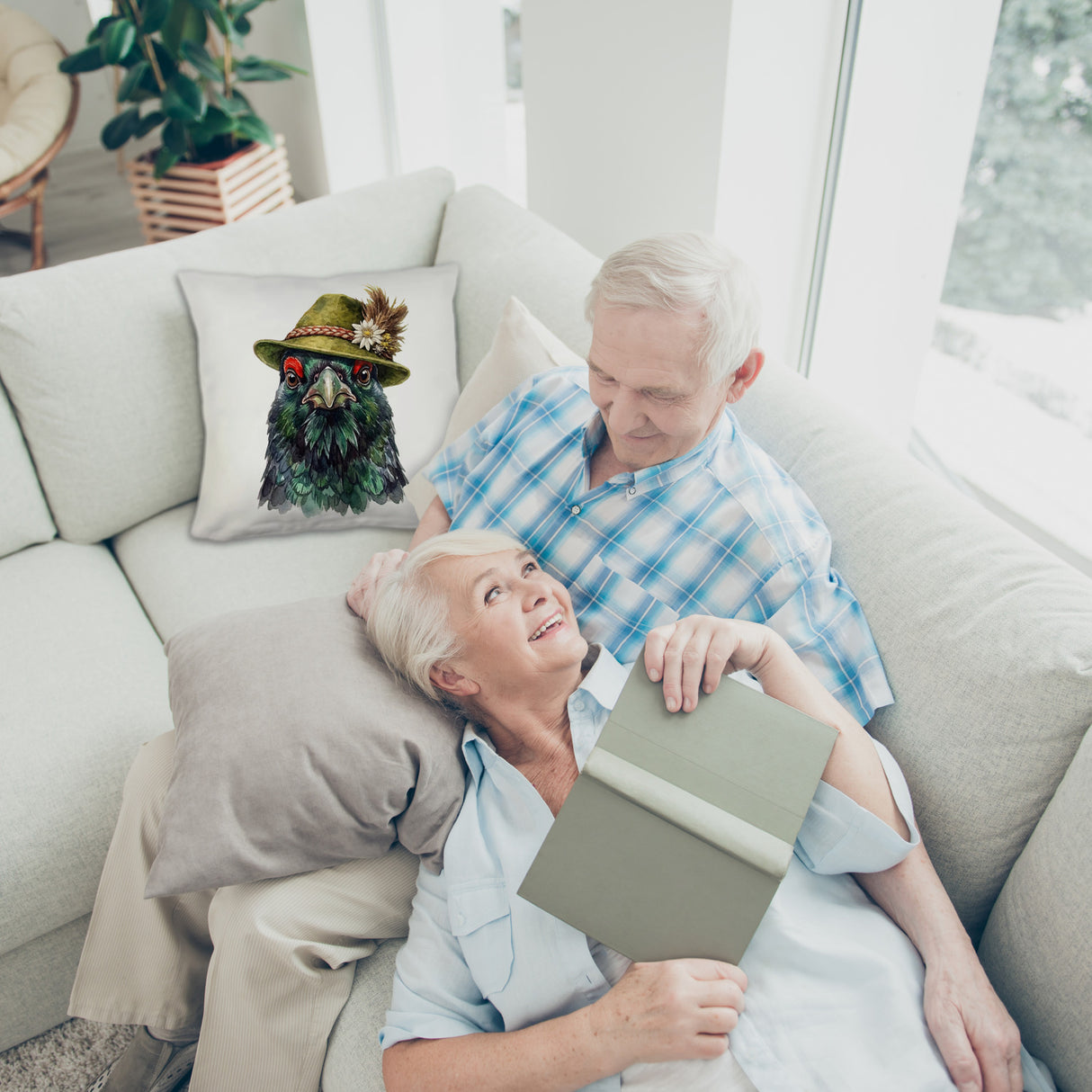 Auerhuhn mit alpenländischem Trachtenhut Kissen