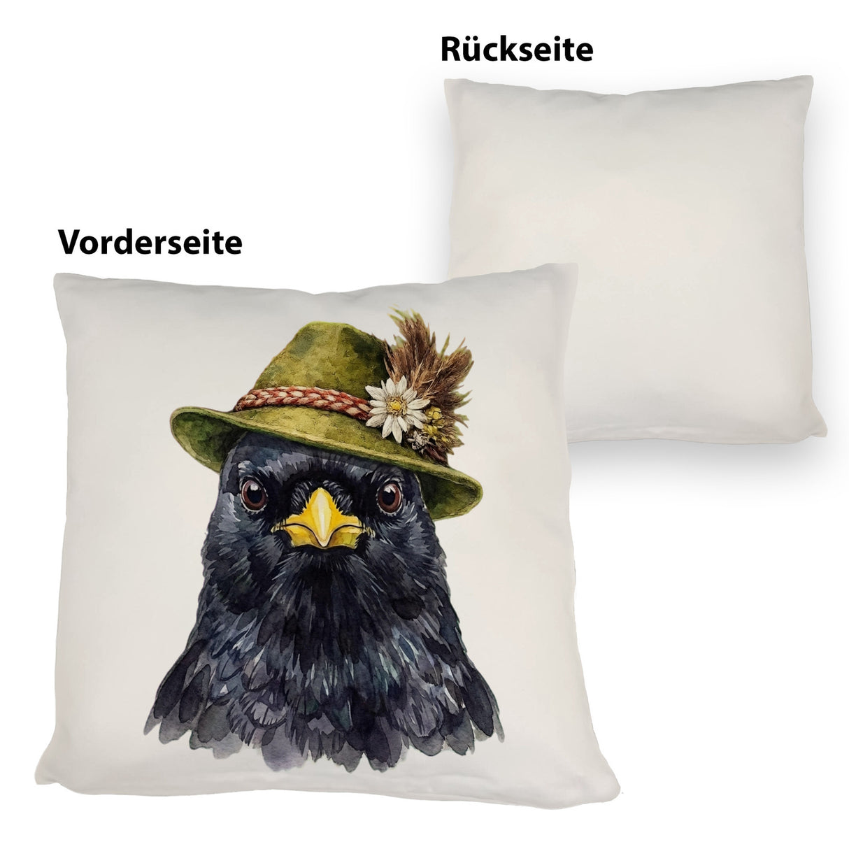 Alpendohle mit alpenländischem Trachtenhut Kissen