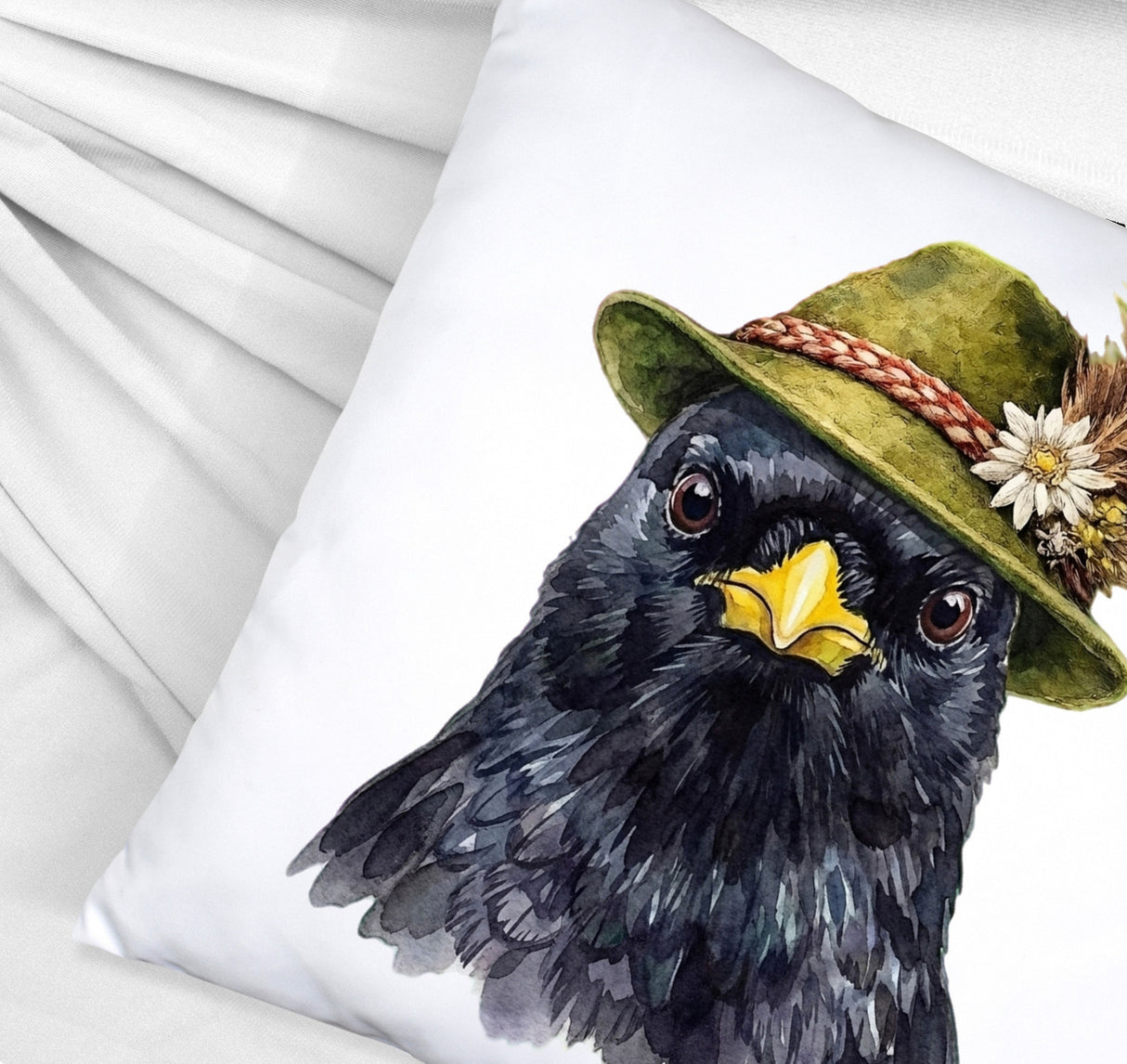 Alpendohle mit alpenländischem Trachtenhut Kissen