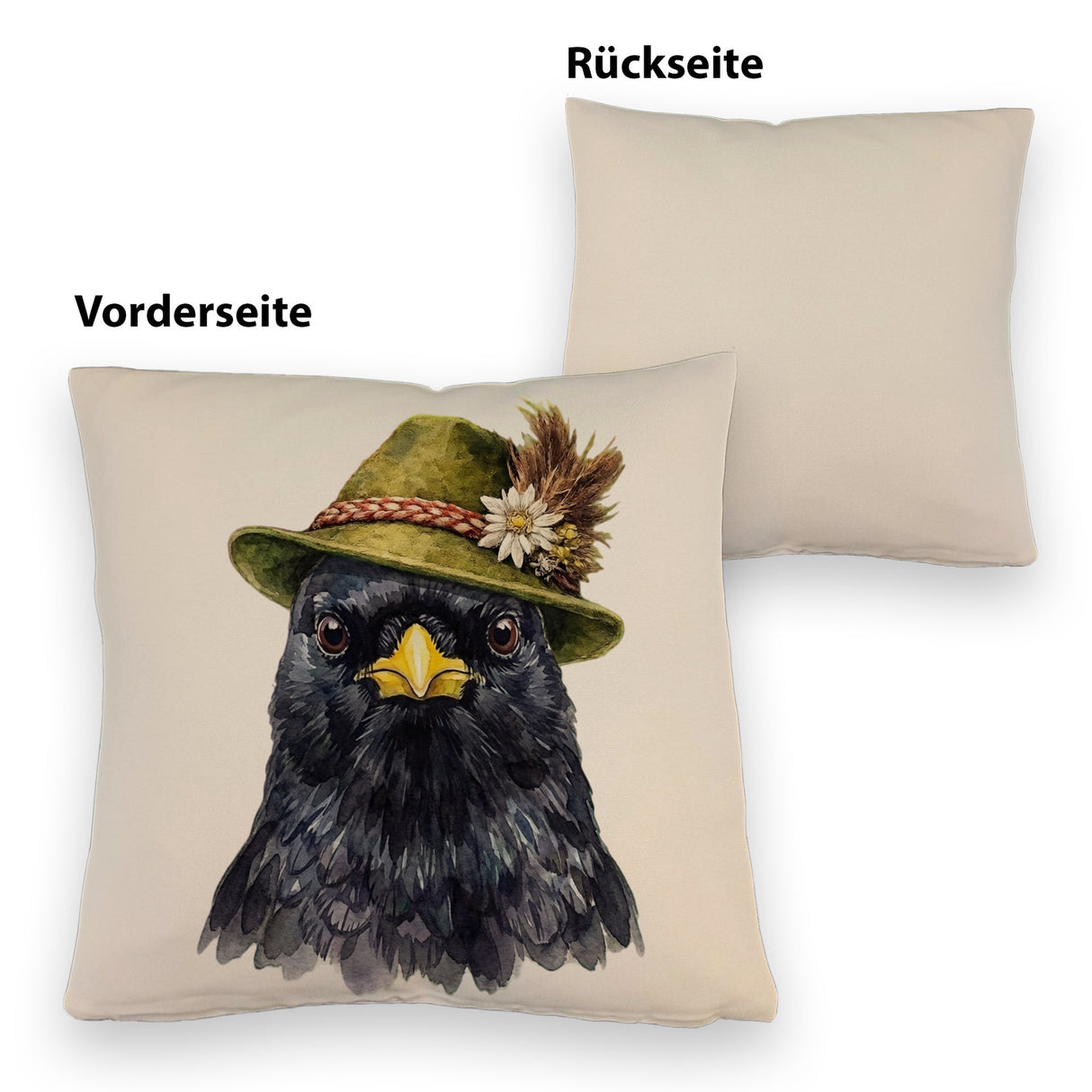 Alpendohle mit alpenländischem Trachtenhut Kissen