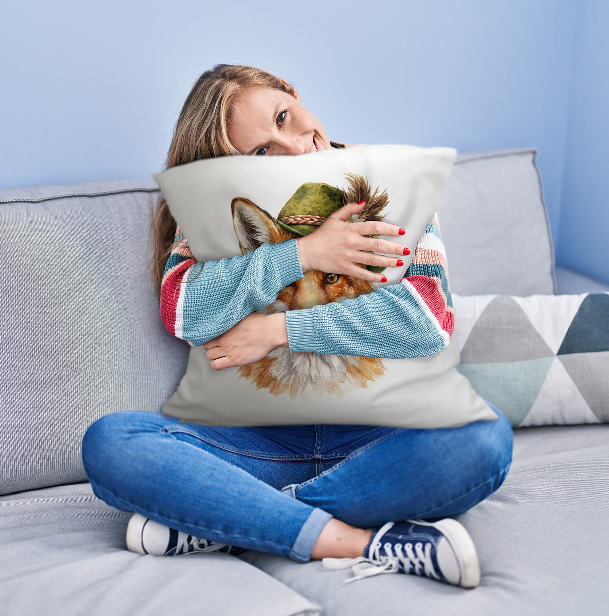 Fuchs mit alpenländischem Trachtenhut Kissen