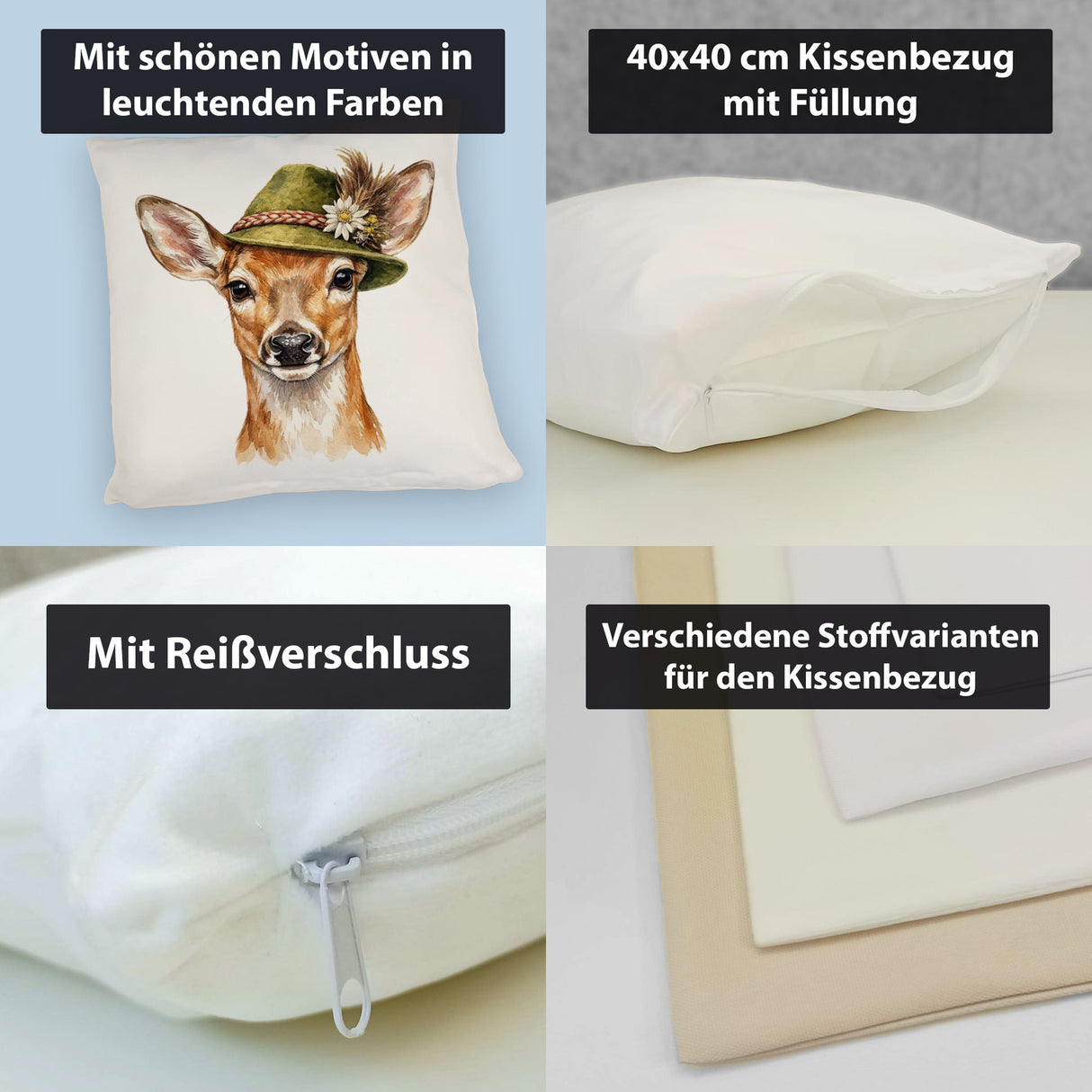 Reh mit alpenländischem Trachtenhut Kissen