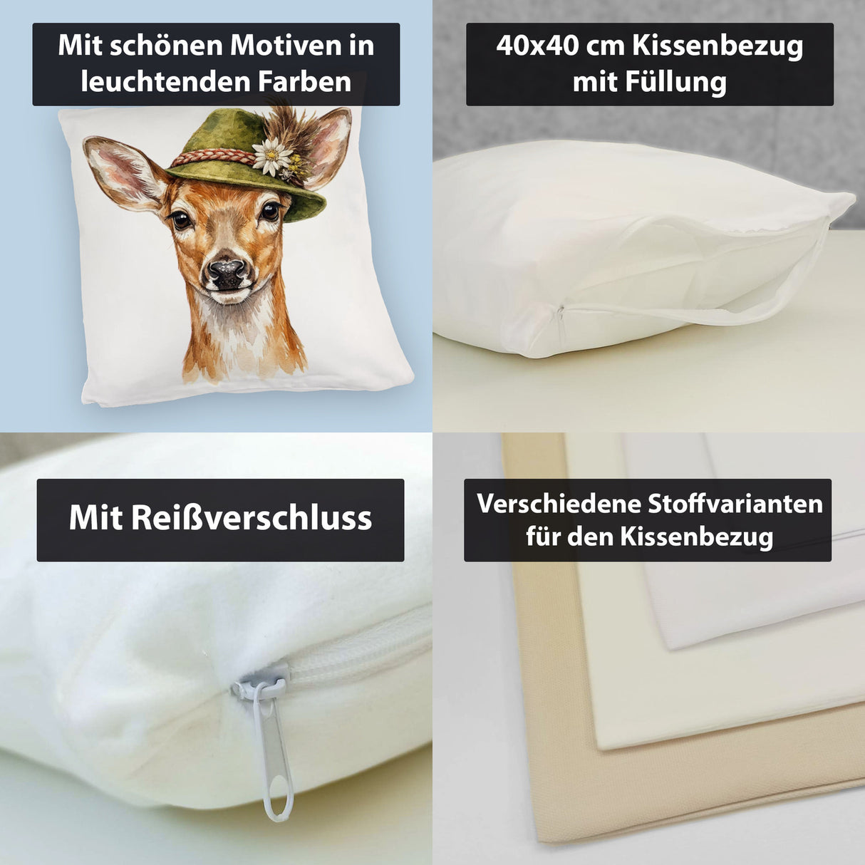 Reh mit alpenländischem Trachtenhut Kissen