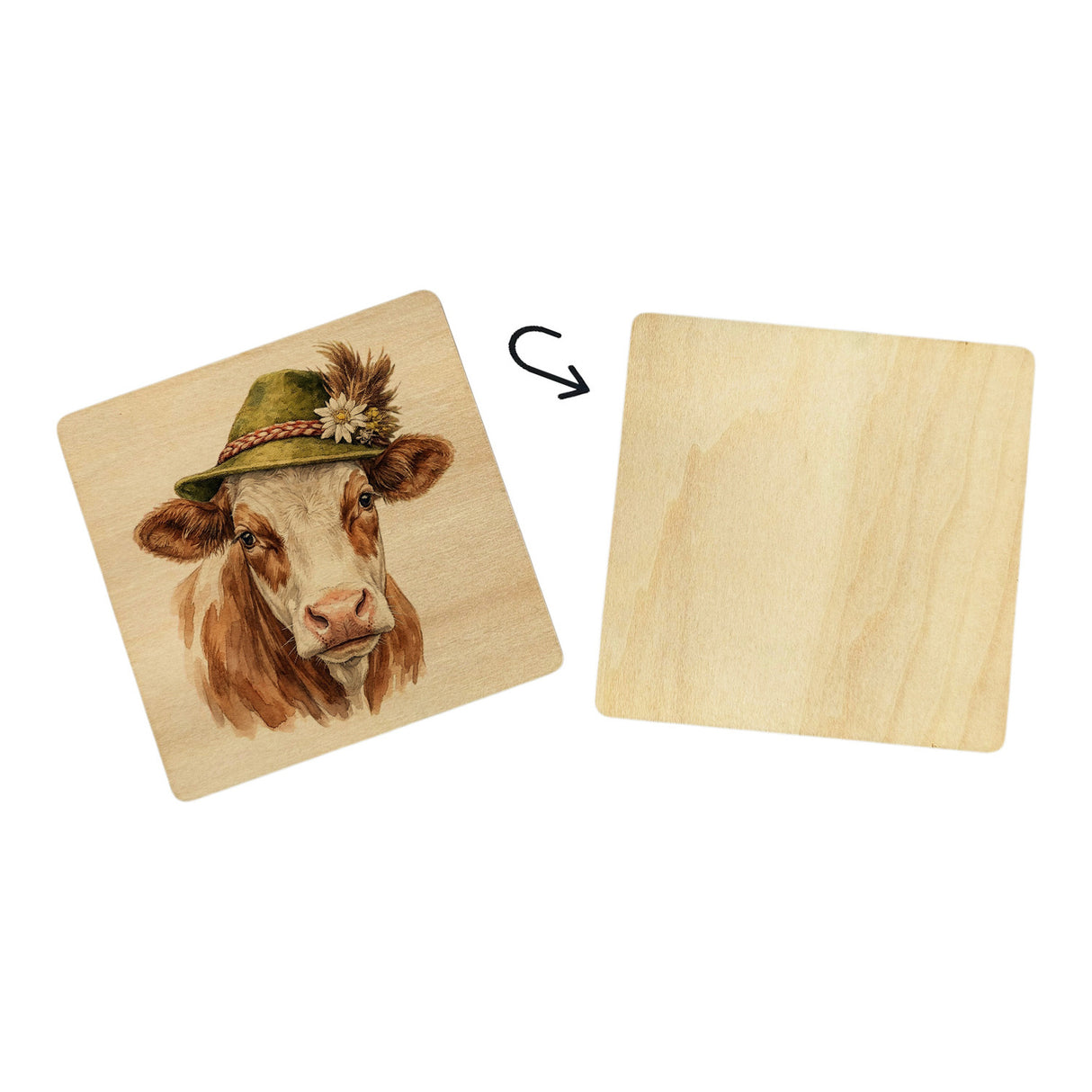 Zillertaler Alpentiere von Alm und Berg 6er Set Untersetzer aus Holz