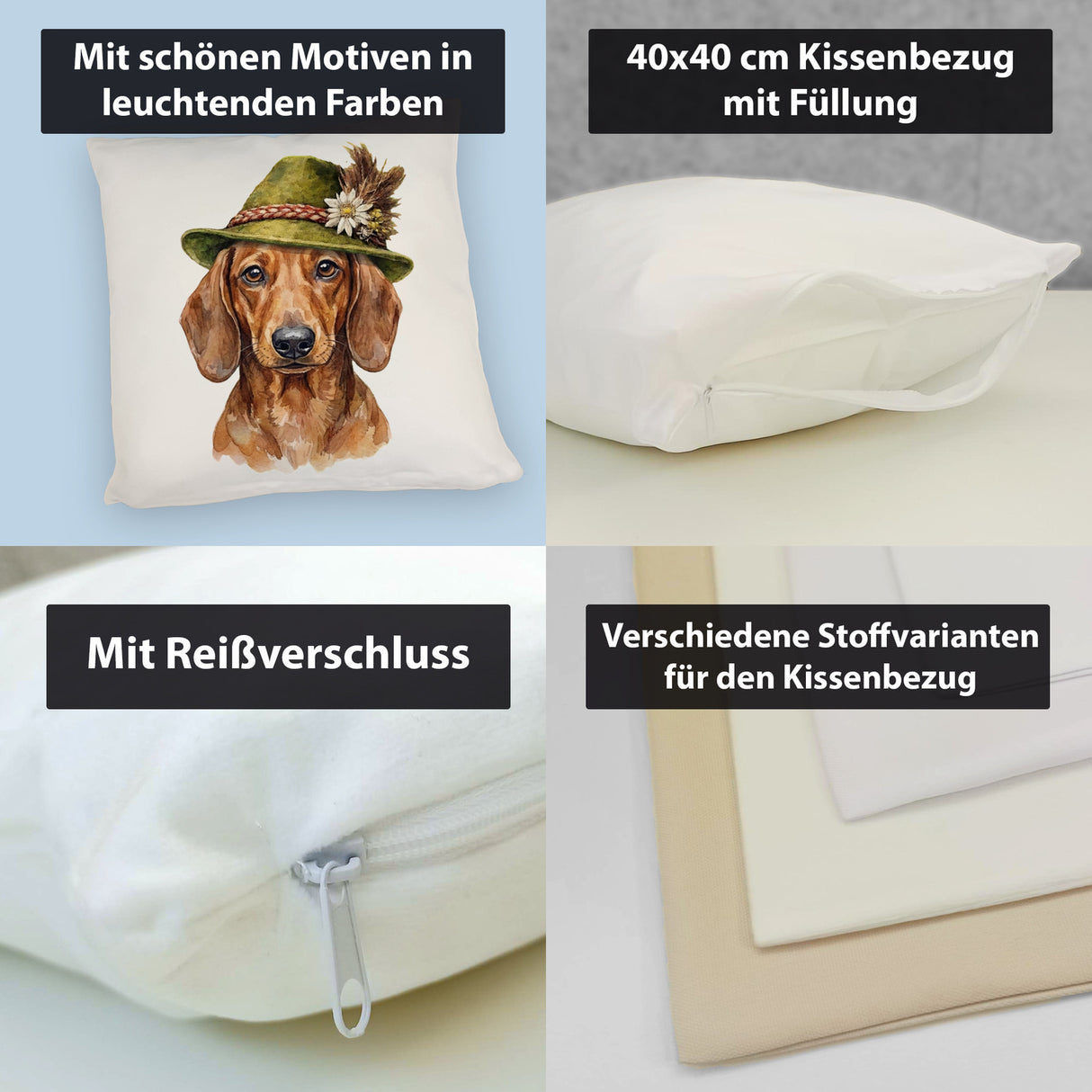 Dackel mit alpenländischem Trachtenhut Kissen