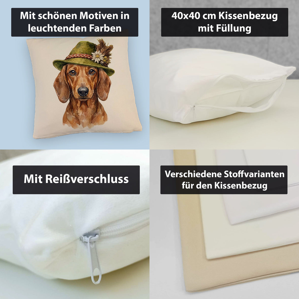 Dackel mit alpenländischem Trachtenhut Kissen