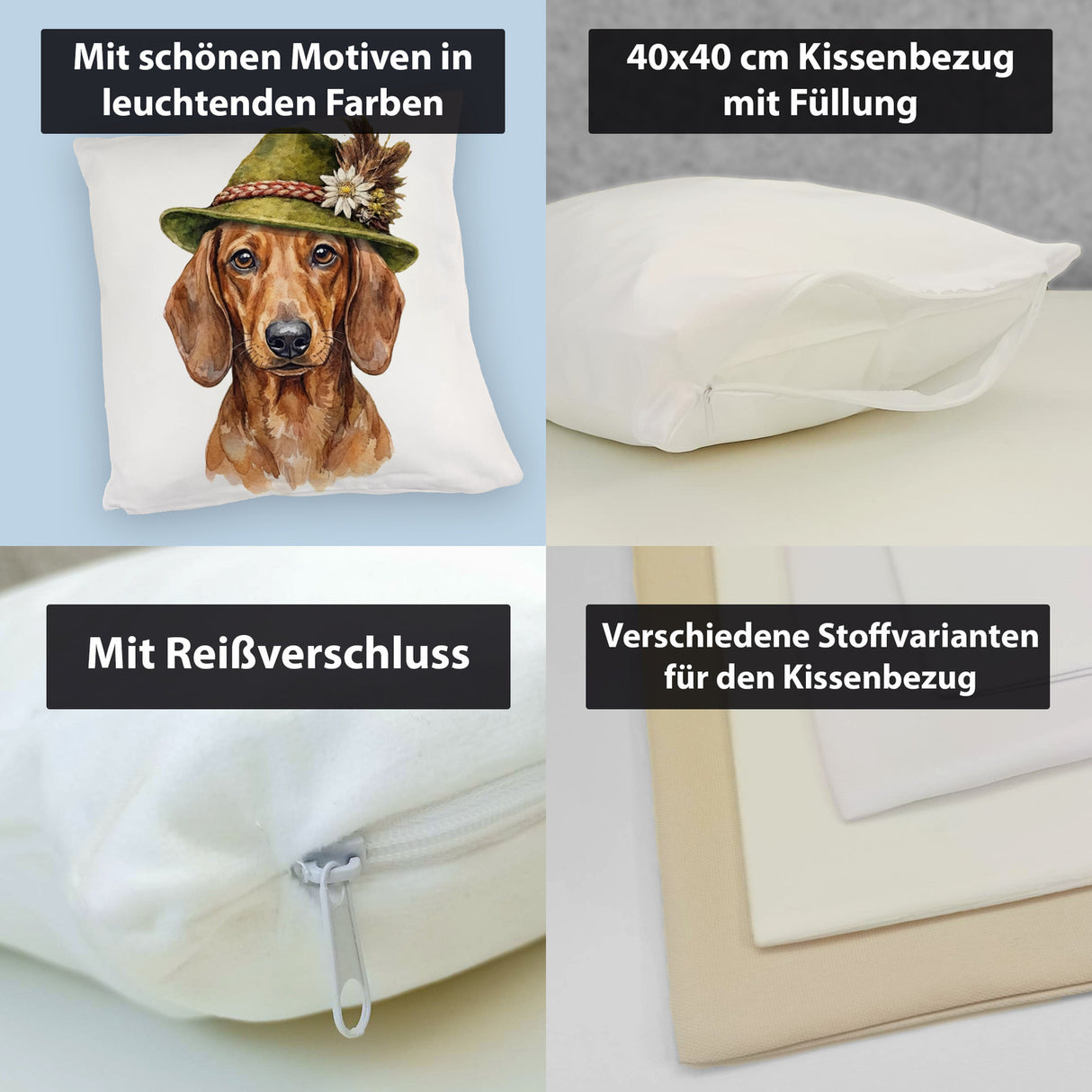 Dackel mit alpenländischem Trachtenhut Kissen