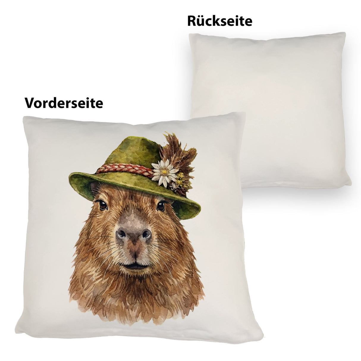 Capybara mit alpenländischem Trachtenhut Kissen